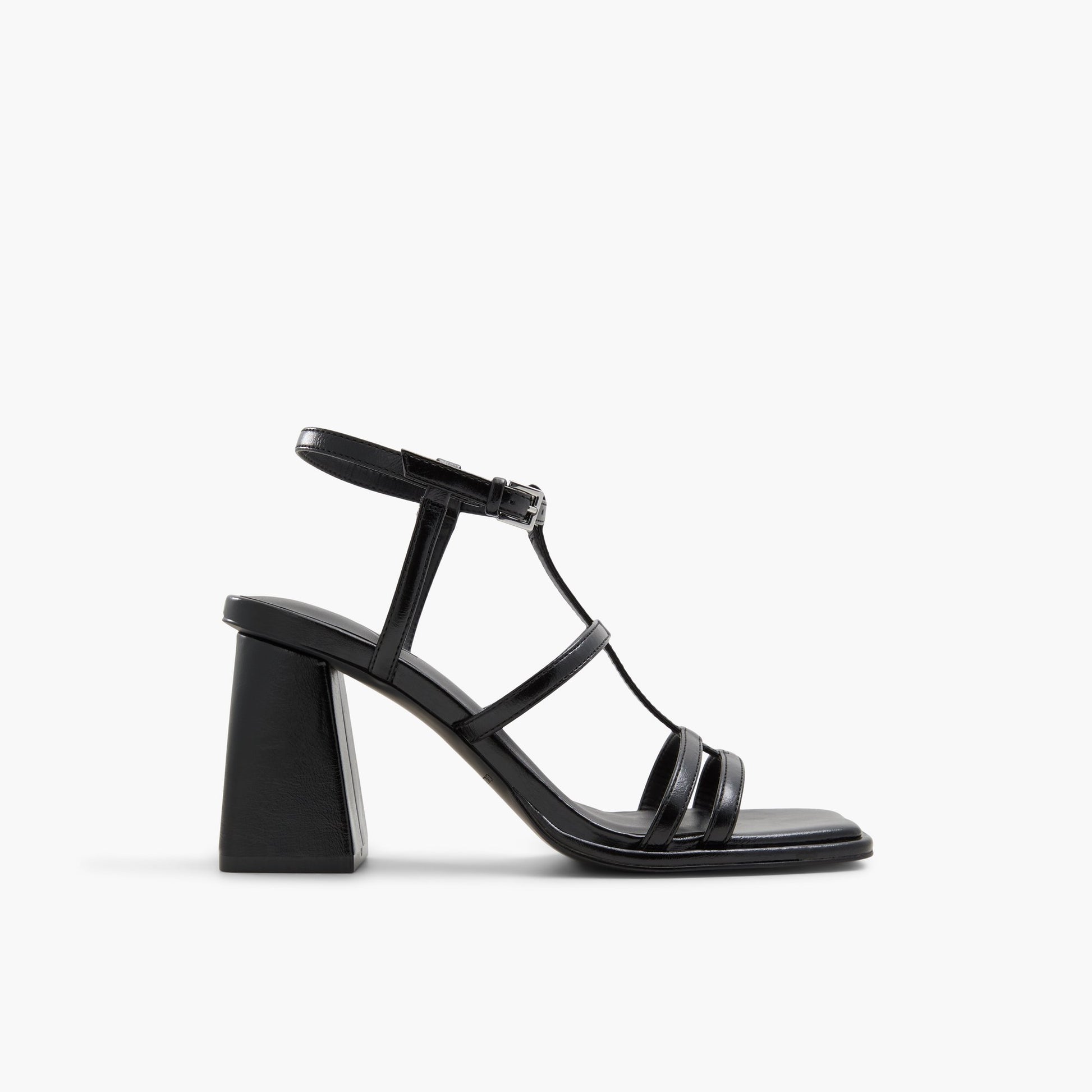Main View of Black Aurellia Strappy Block Heeled Sandals for Womens