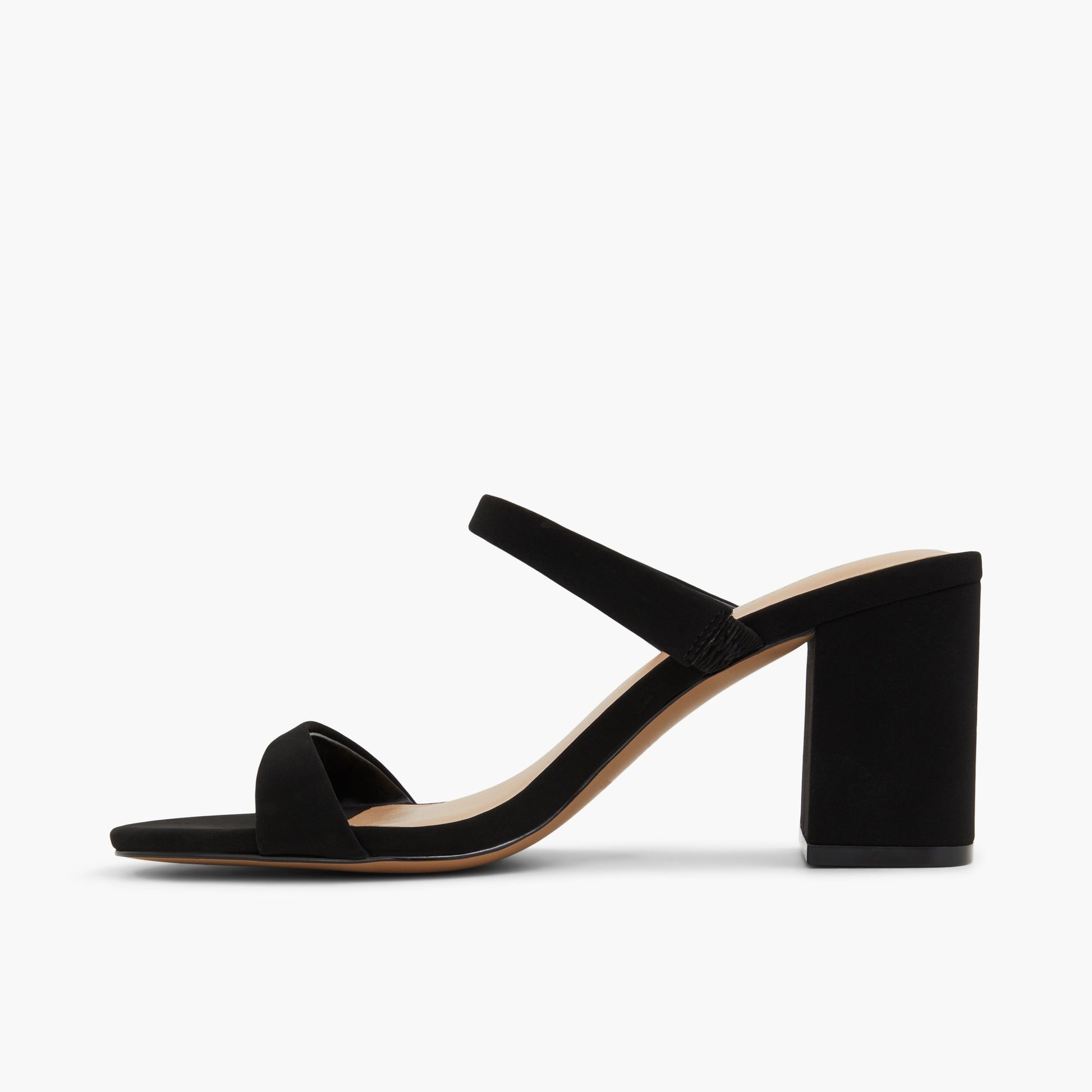 Test FR:Side view of Noir Shaiaa Mules à talon