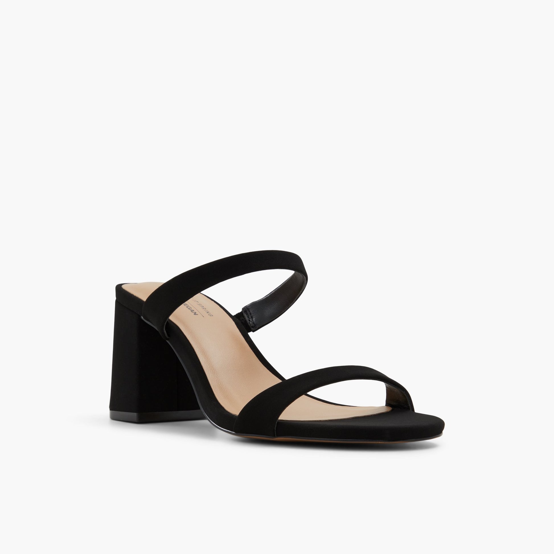 Test FR:Three-quarter angle of Noir Shaiaa Mules à talon's front side