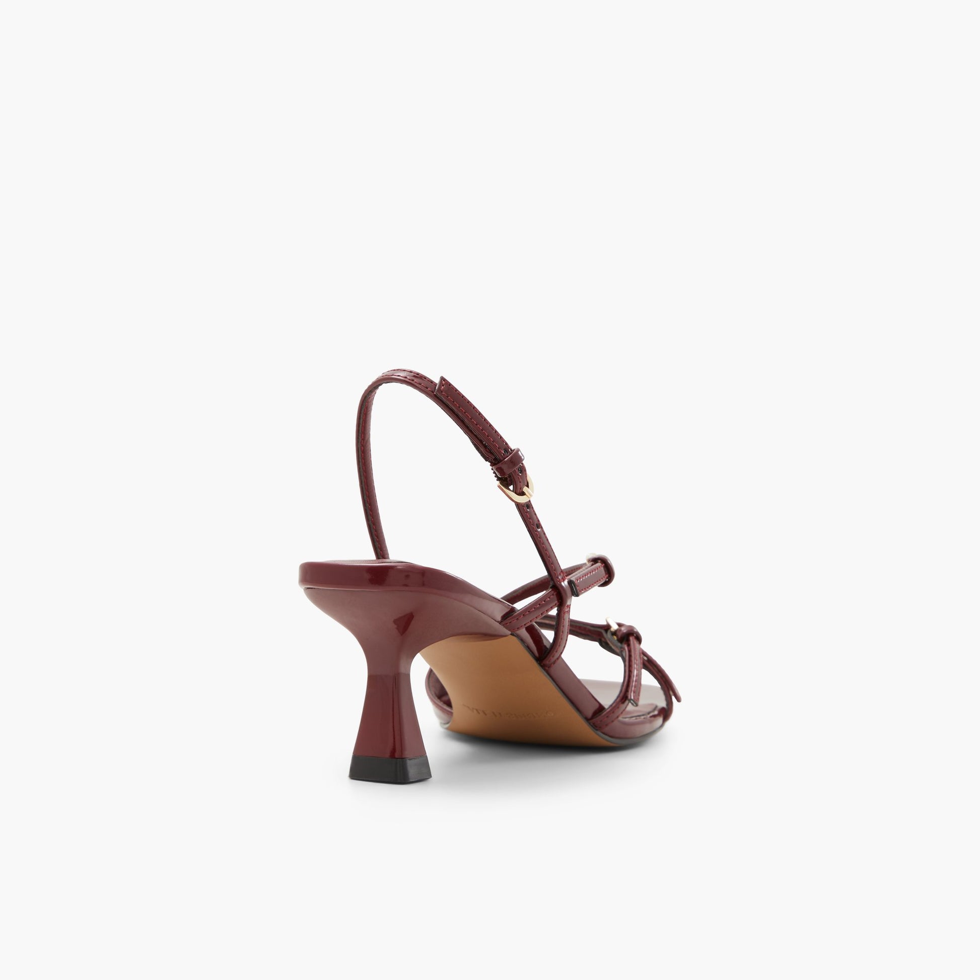 Test FR:Three-quarter angle of Bordo Dianah Strappy Kitten Heeled Sandals's back side