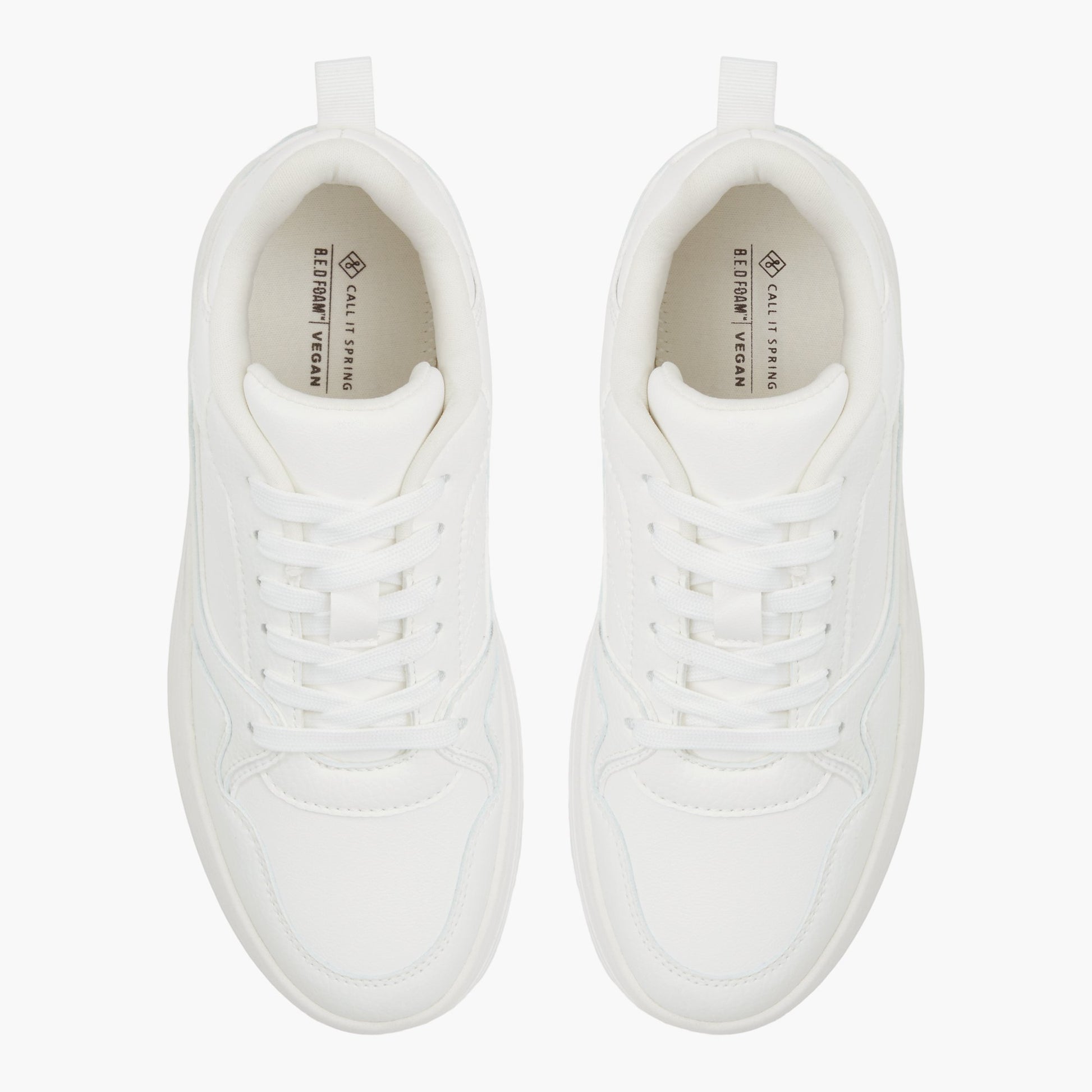 Top-down view of the White Eviie Flatform Sneakers