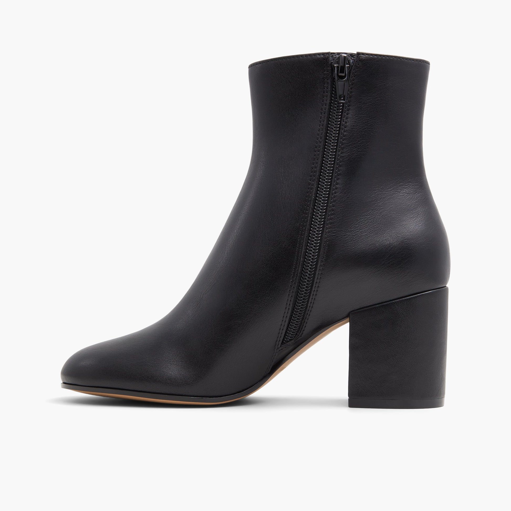 Side view of Black Seraphina Block Heel Ankle Boots