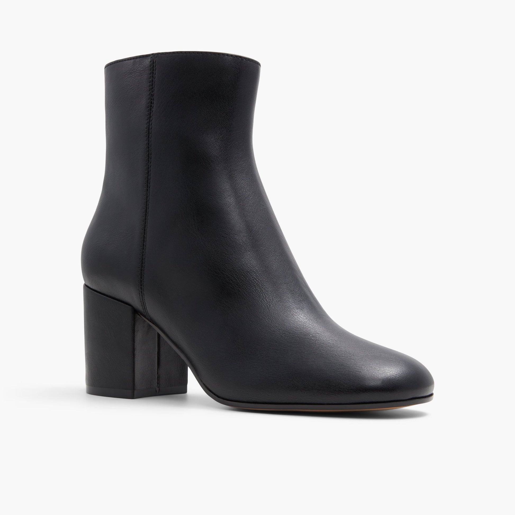 Three-quarter angle of Black Seraphina Block Heel Ankle Boots's front side