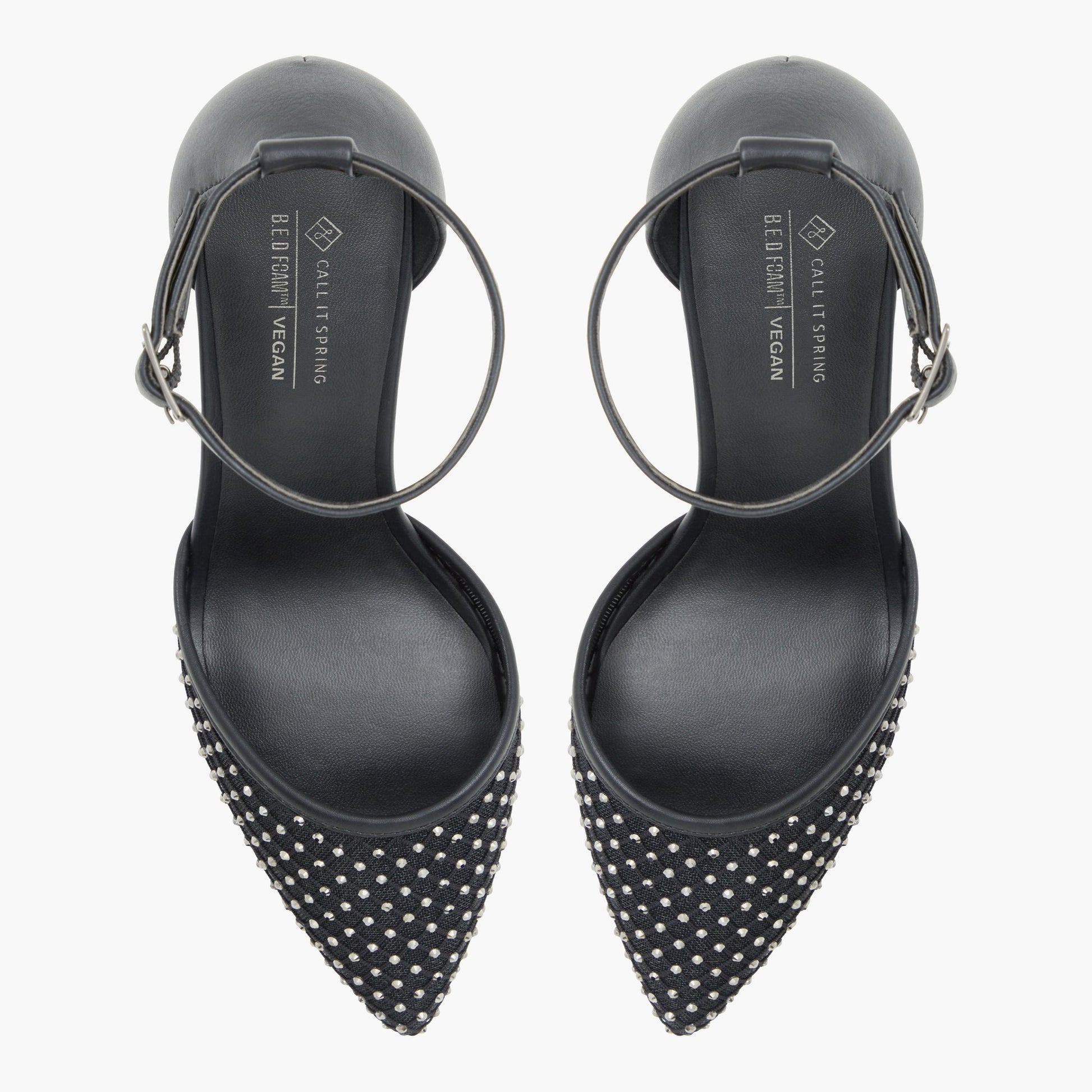 Top-down view of the Black Daliaa Mid heels
