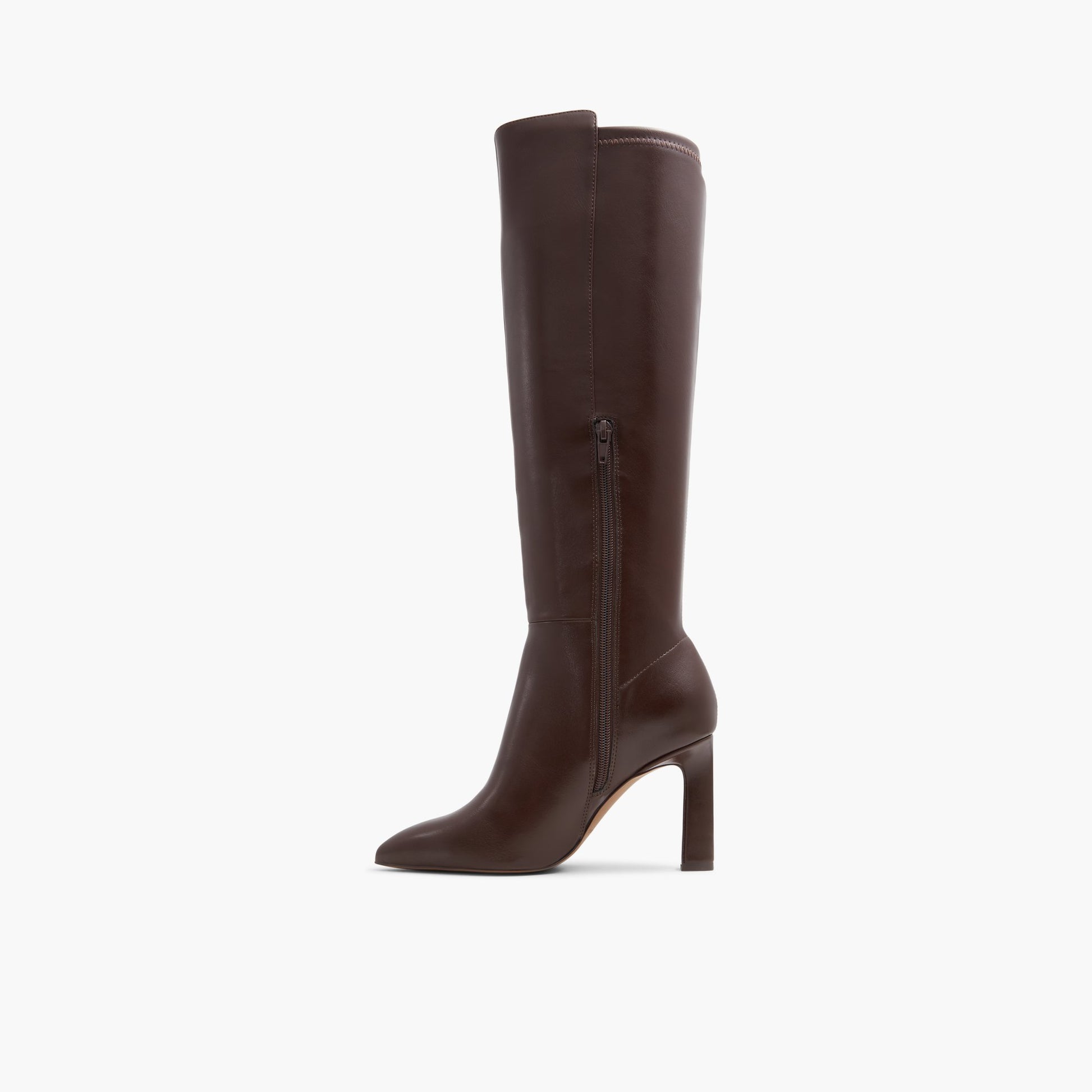 Test FR:Side view of Marron Foncé Rosanna Bottes hautes à talon haut