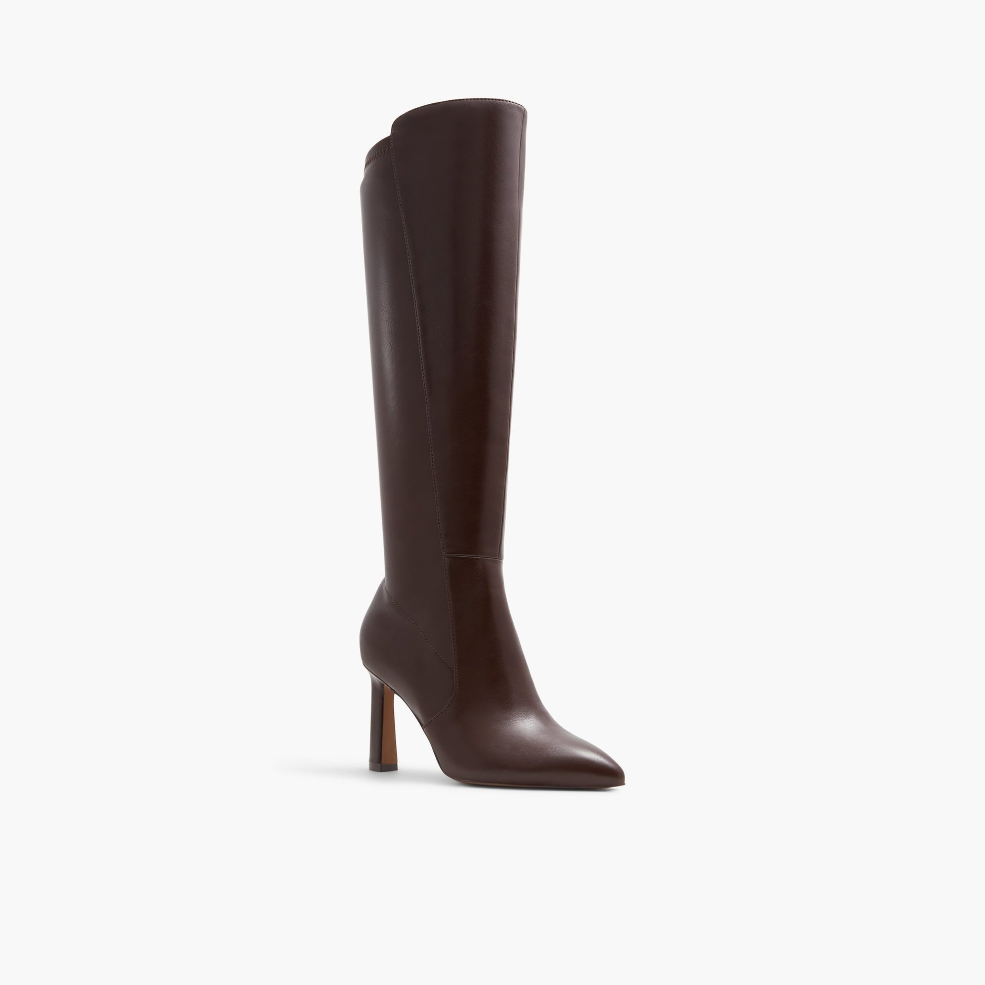 Test FR:Three-quarter angle of Marron Foncé Rosanna Bottes hautes à talon haut's front side