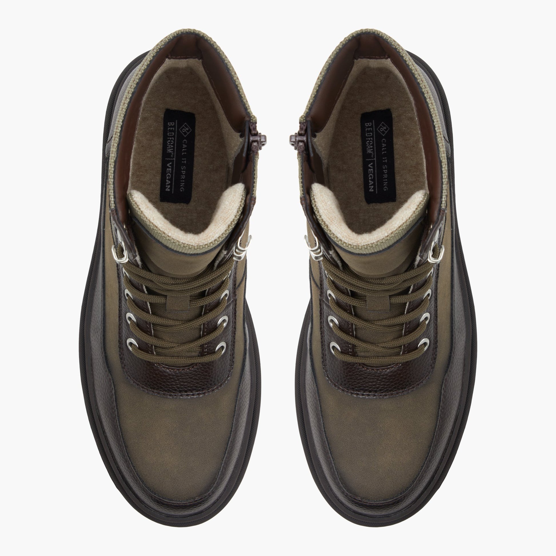 Test FR:Top-down view of the Marron Matheson Combat Boots