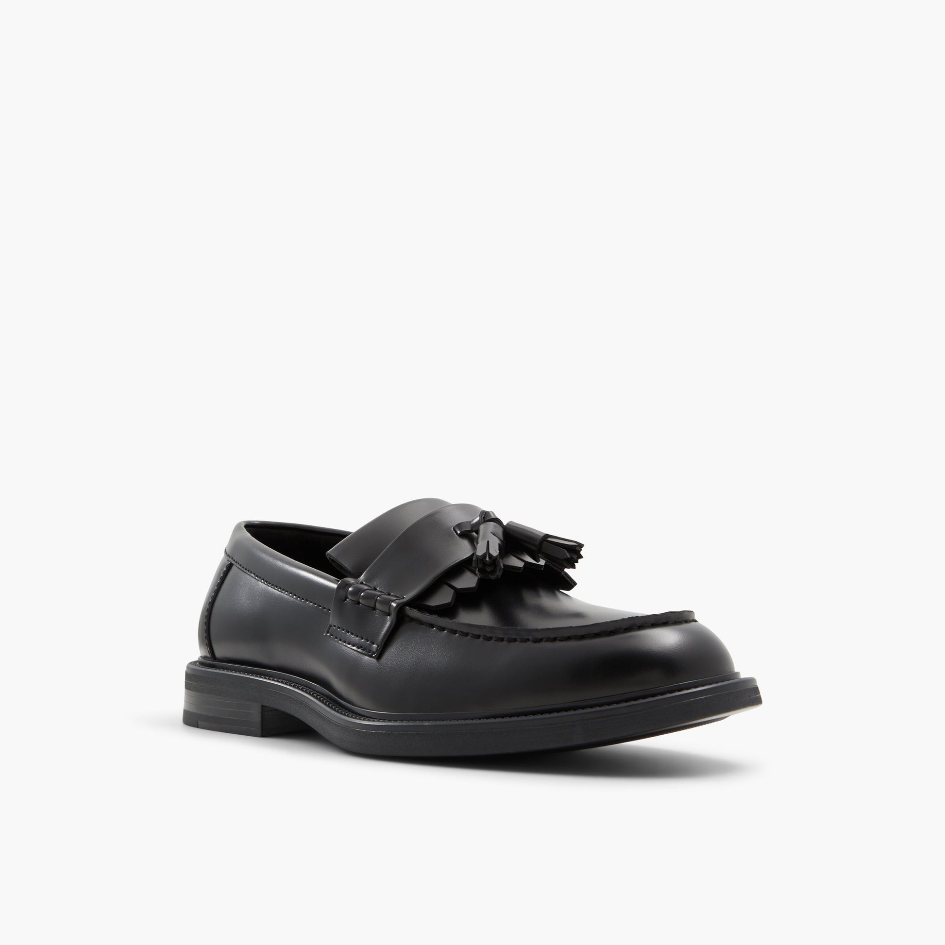 Three-quarter angle of Black Chancellor Loafers's front side