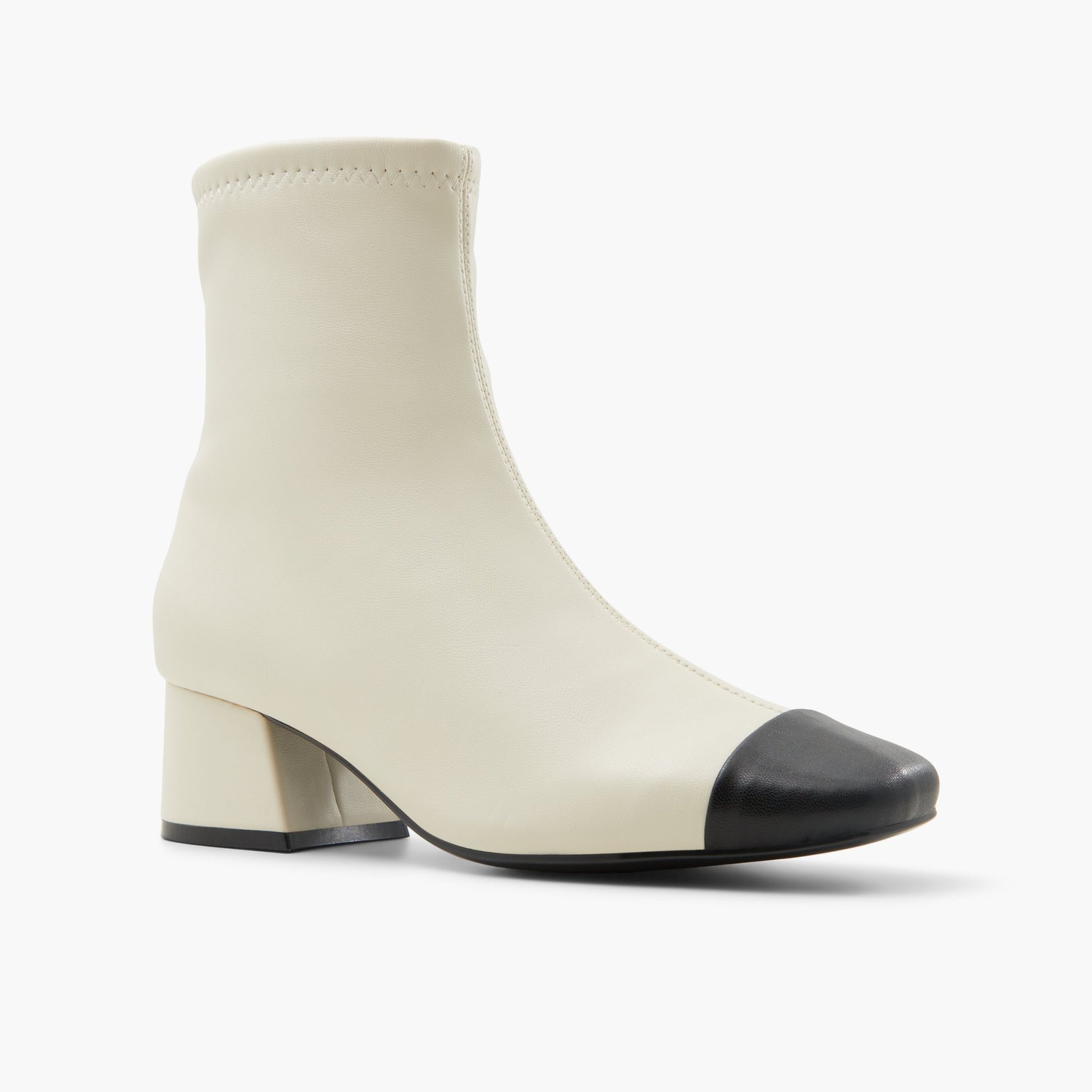 Three-quarter angle of Ice Maudee Block Heel Ankle Boots's front side