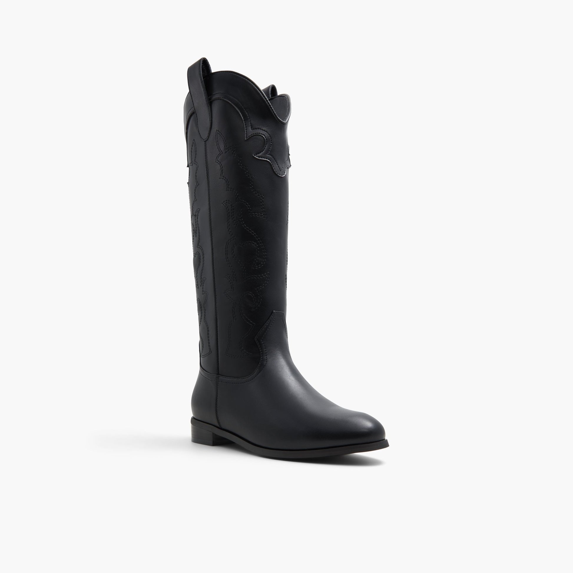 Three-quarter angle of Black Dune Western Tall Boots's front side