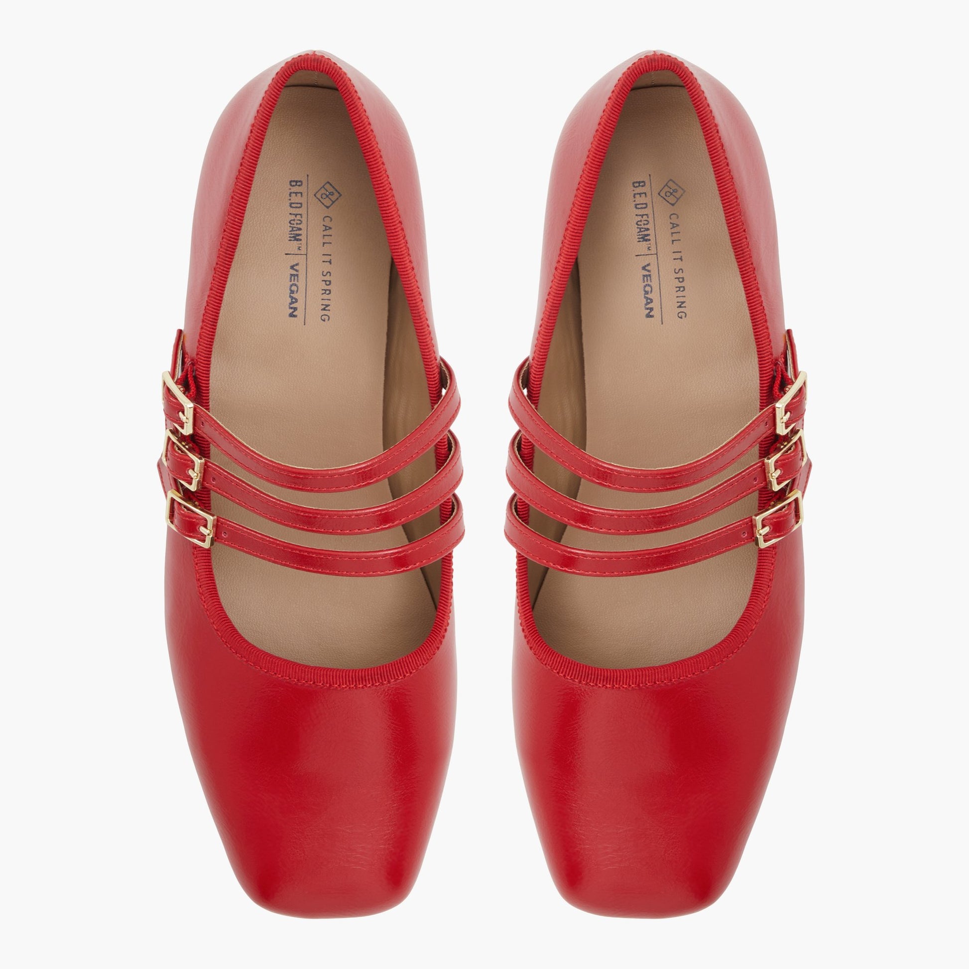 Top-down view of the Red Kamelie Mary Jane Flats