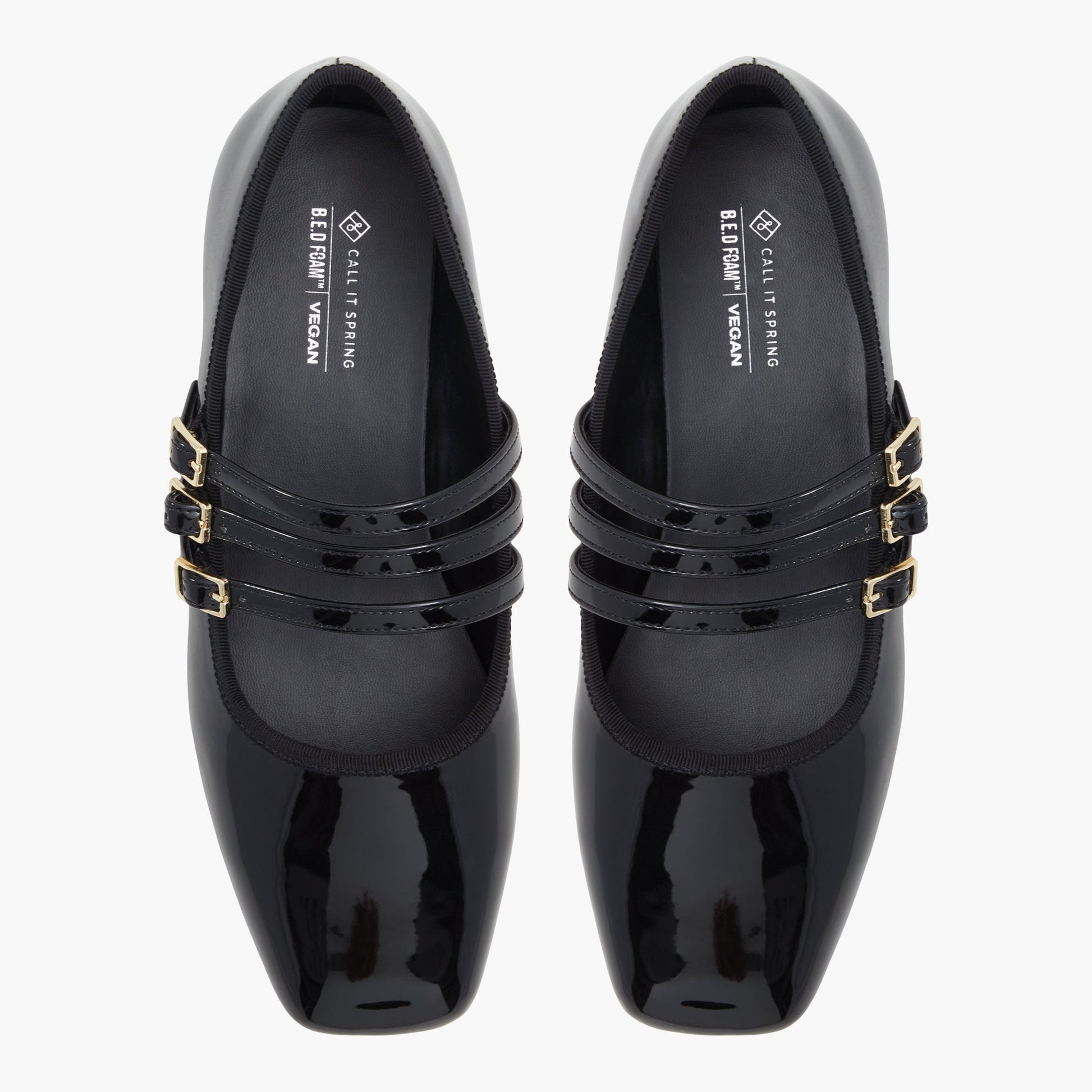 Top-down view of the Other Black Kamelie Mary Jane Flats