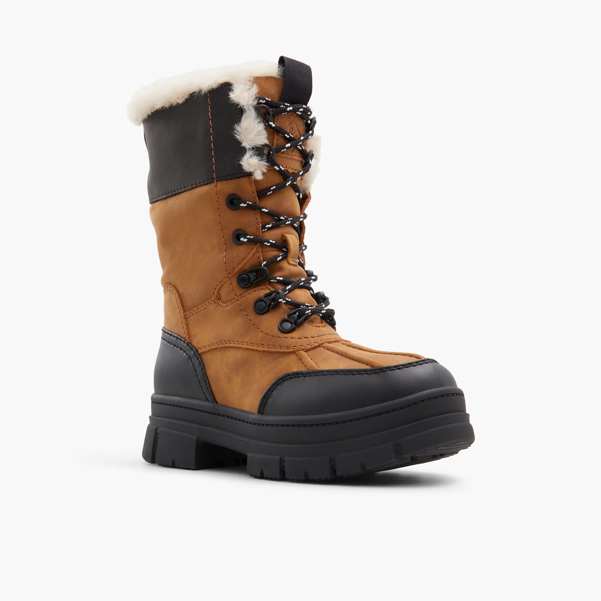 Three-quarter angle of Brown Snowglow Chunky Winter Boots's front side