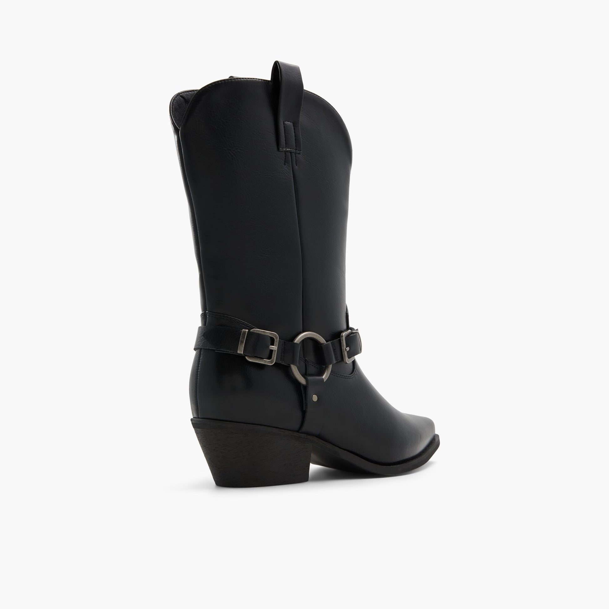 Three-quarter angle of Black Texxas Western Mid-Calf Boots's back side