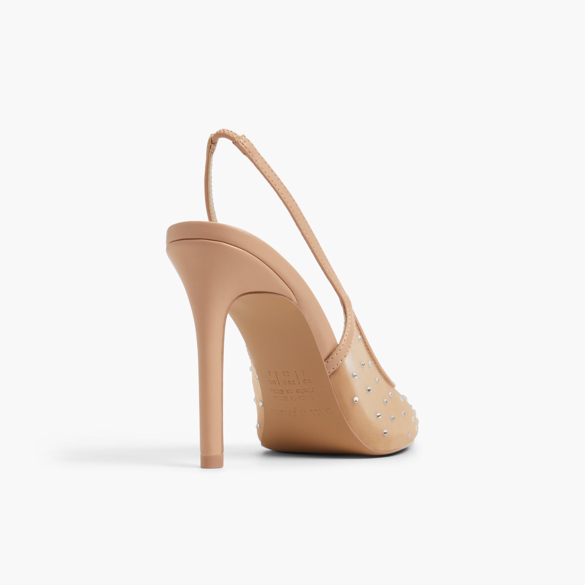 Three-quarter angle of Dark Beige Azita Slingback High Heels's back side