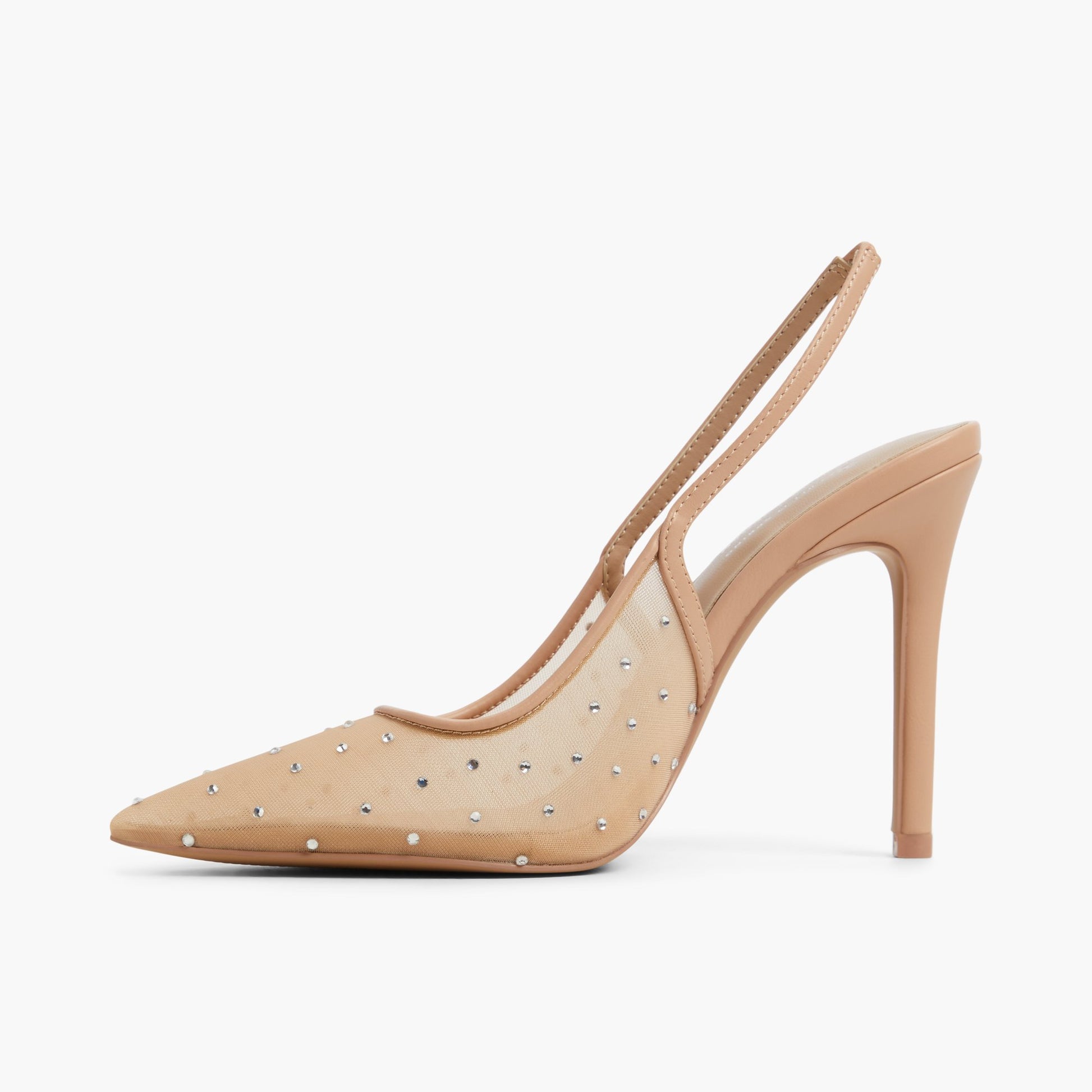 Side view of Dark Beige Azita Slingback High Heels