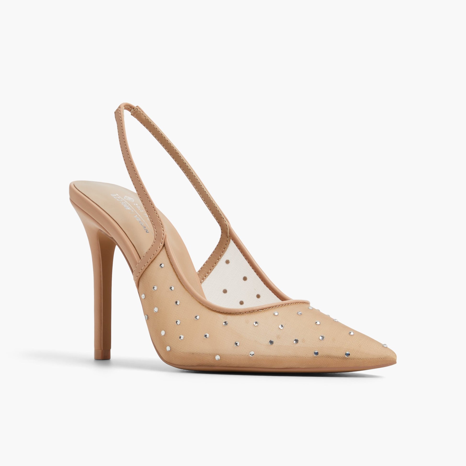 Three-quarter angle of Dark Beige Azita Slingback High Heels's front side
