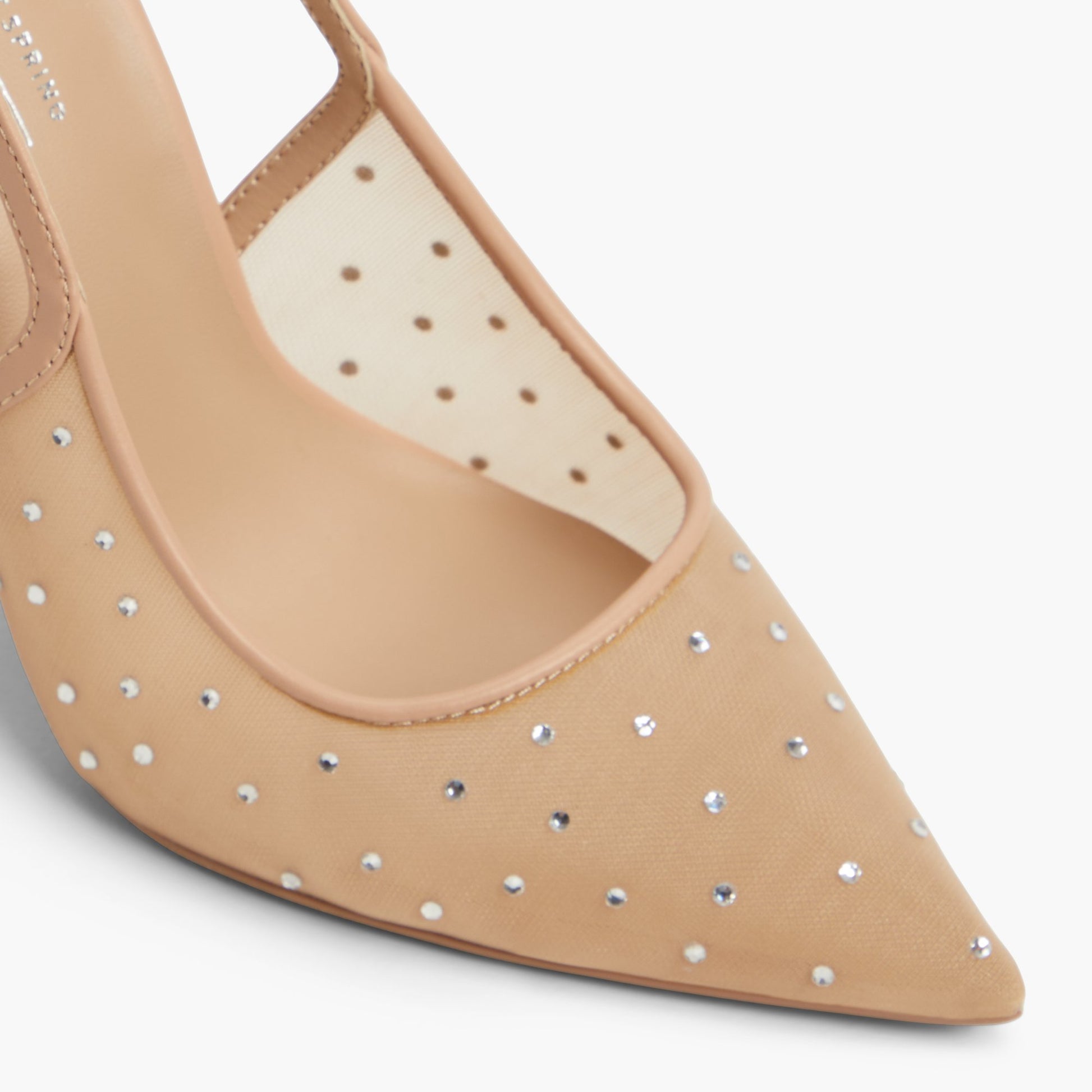 Close-up of the Dark Beige Azita Slingback High Heels