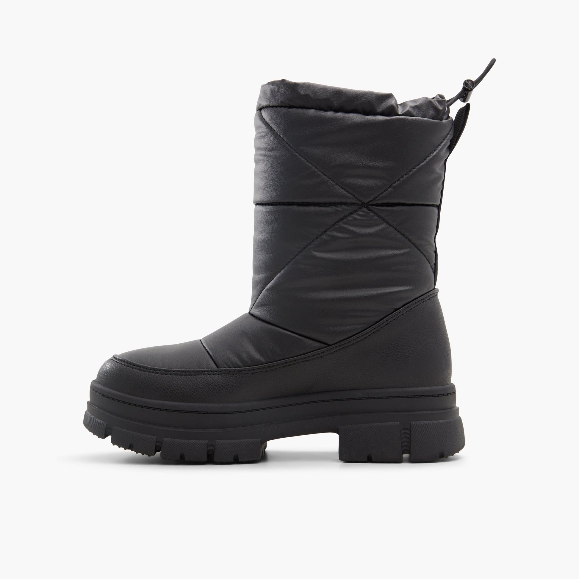 Side view of Black Vortex Chunky Winter Boots