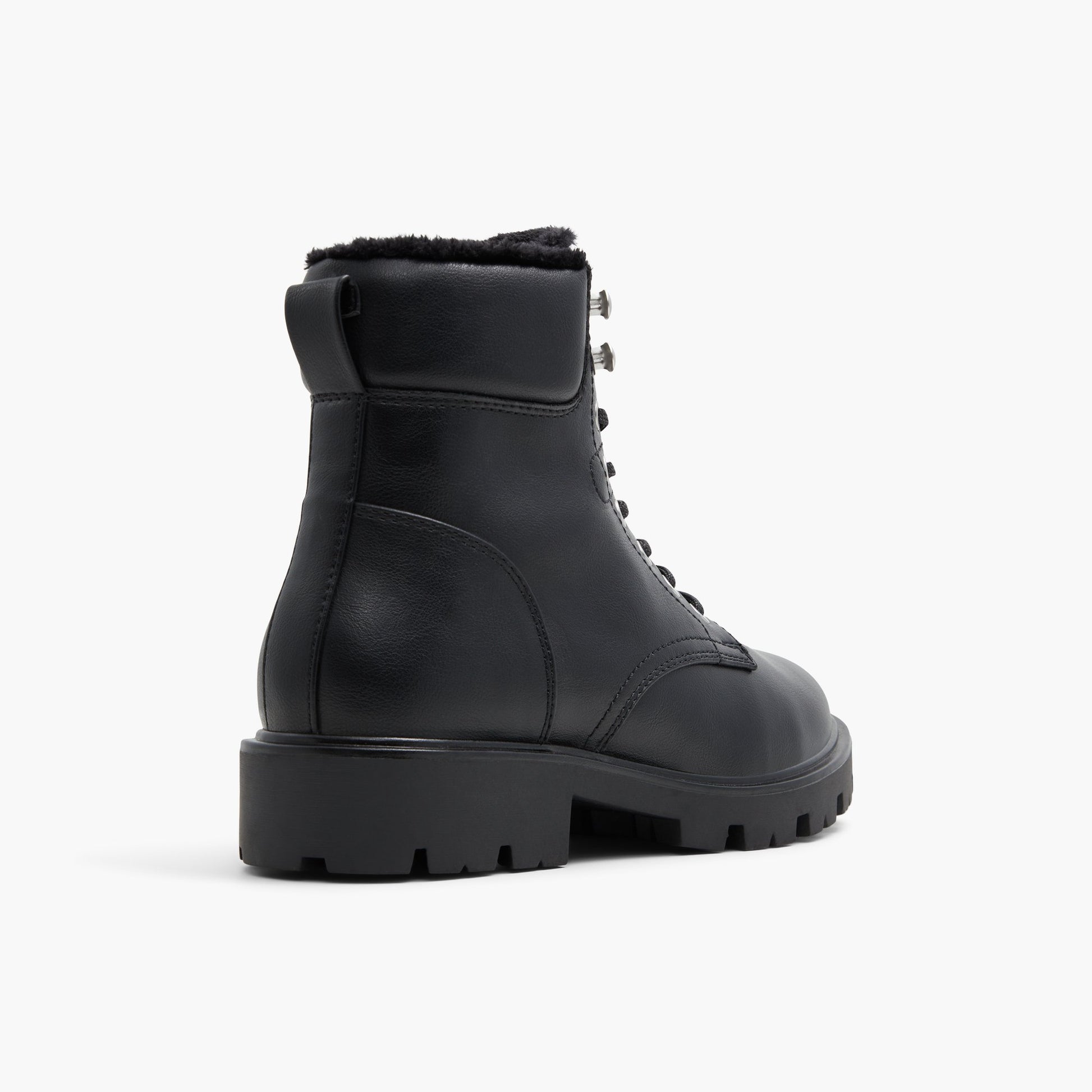 Three-quarter angle of Black Carolyne Chunky Combat Boots's back side