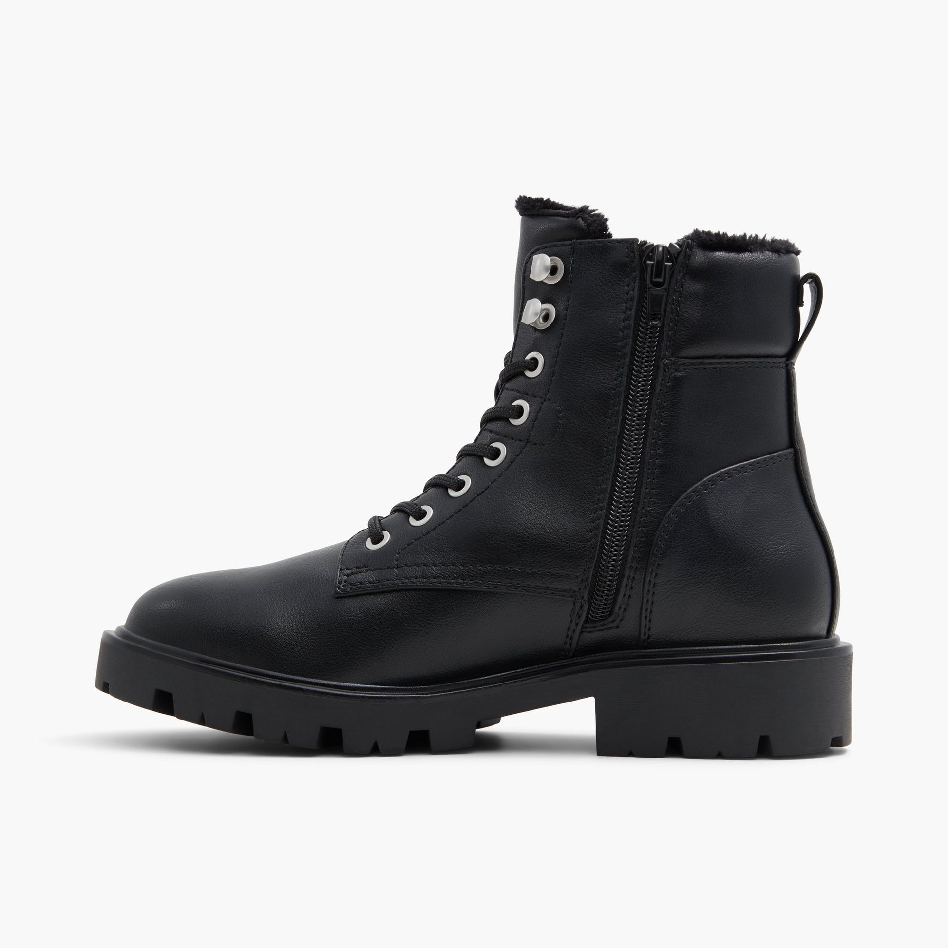 Side view of Black Carolyne Chunky Combat Boots