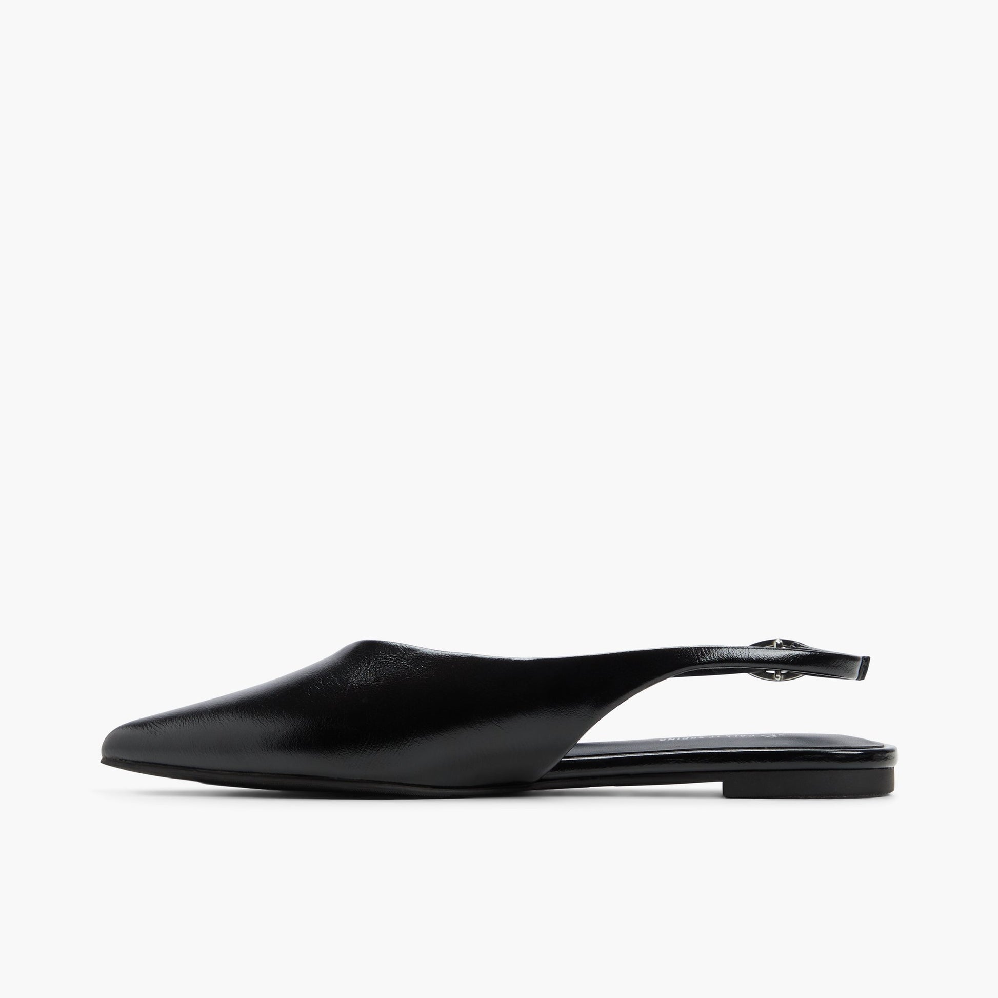 Side view of Other Black Astride Slingback Flats