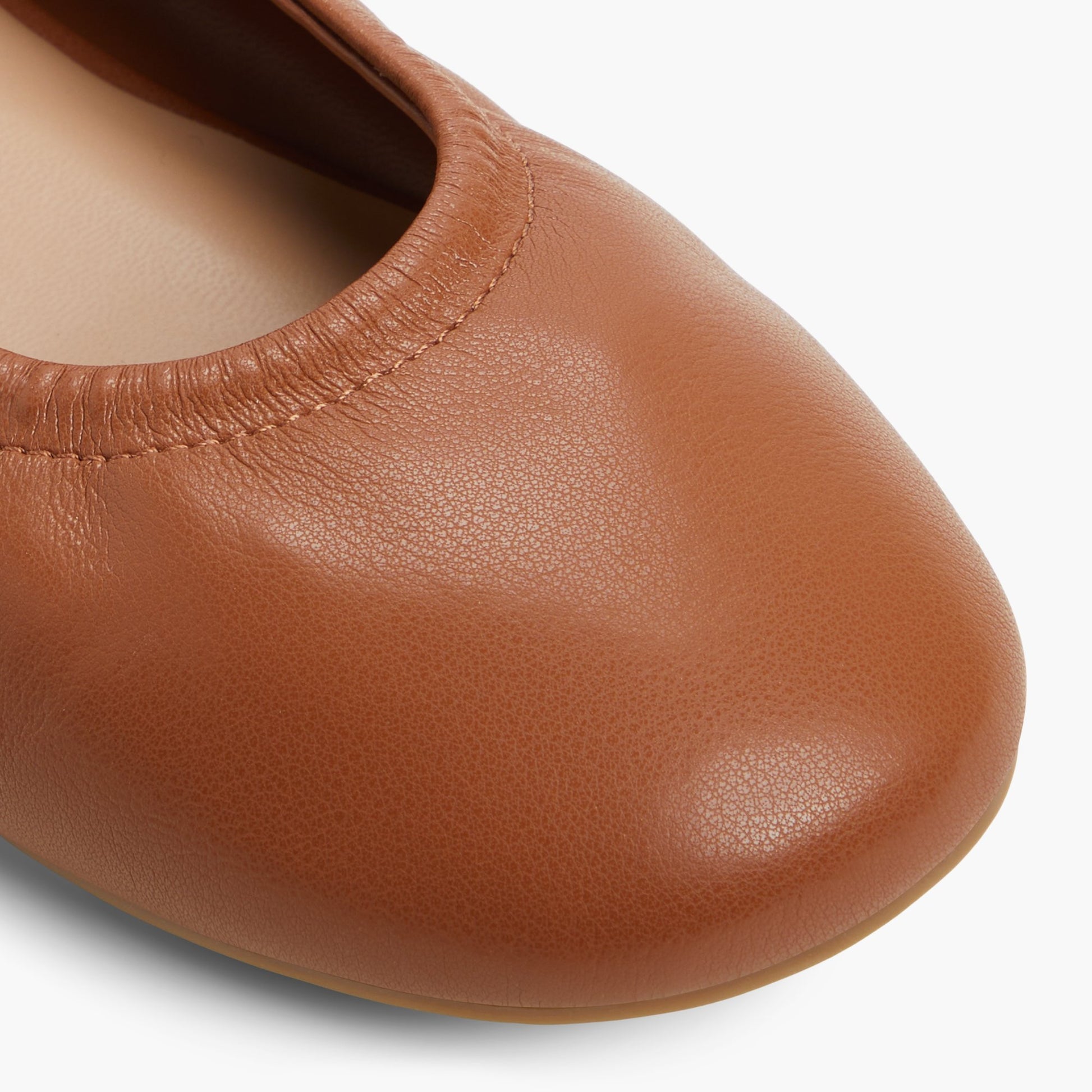 Close-up of the Cognac Daena Ballerina Flats