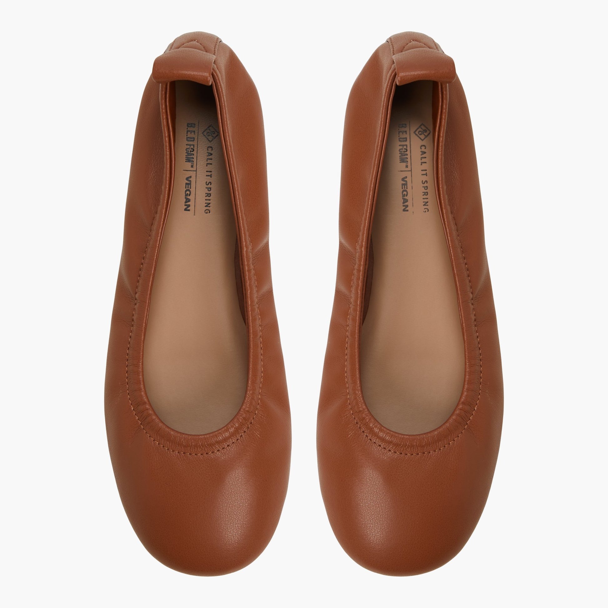 Top-down view of the Cognac Daena Ballerina Flats