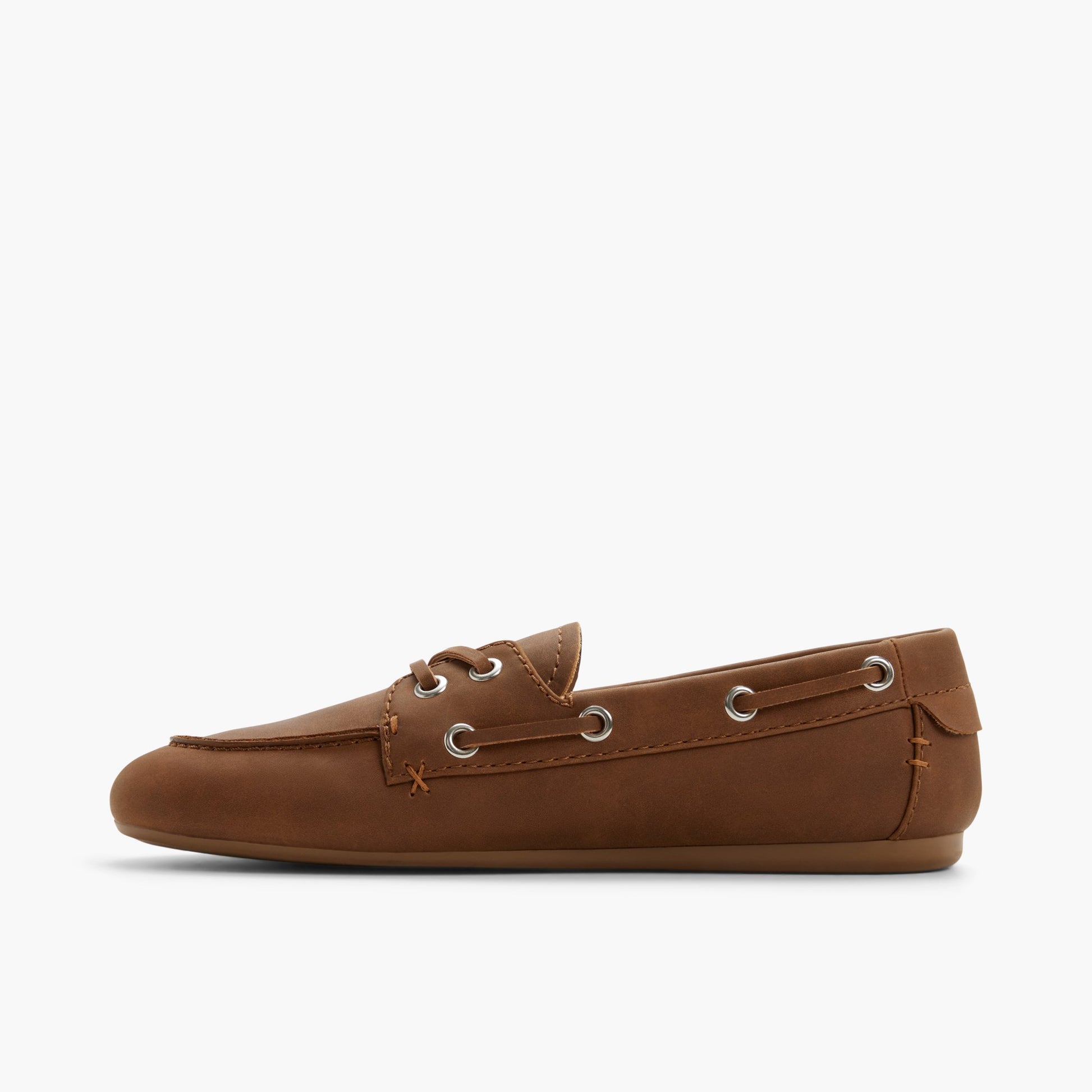 Side view of Cognac Shelly Boat Shoes