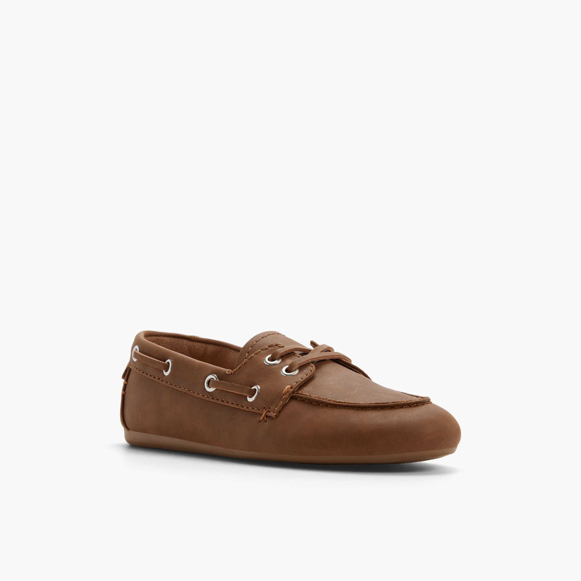 Three-quarter angle of Cognac Shelly Boat Shoes's front side