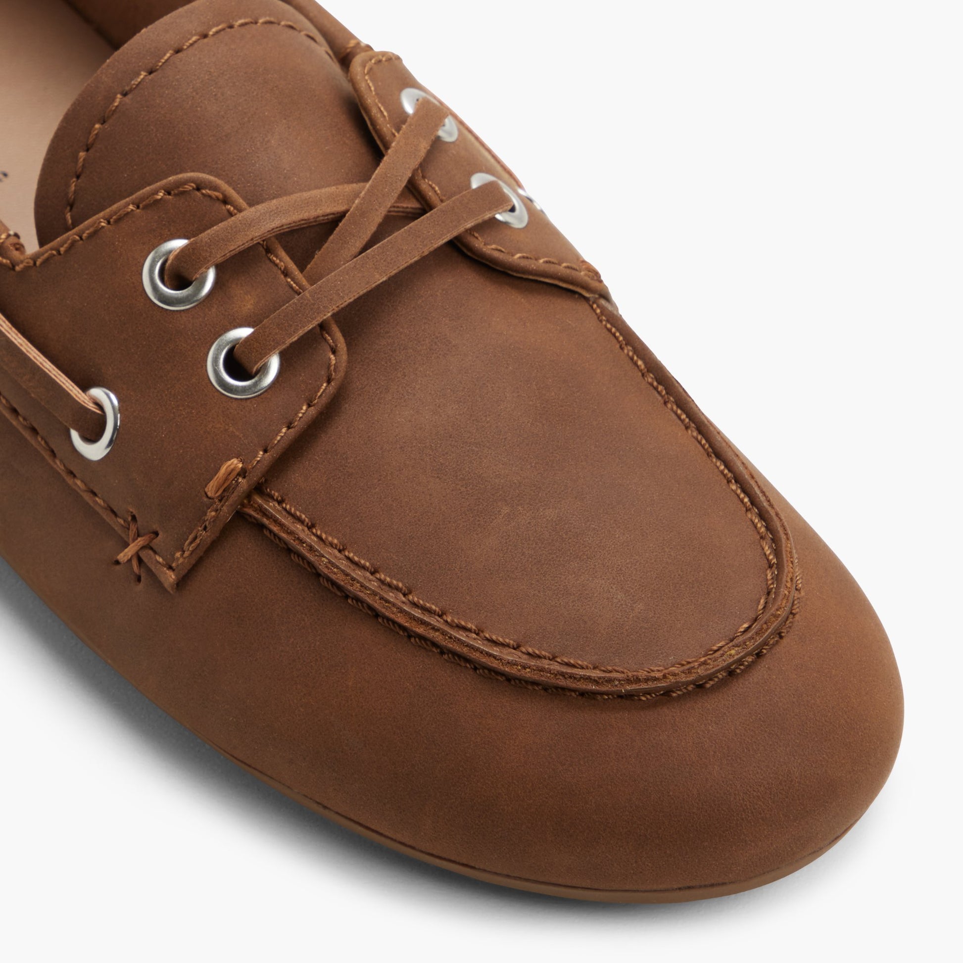 Close-up of the Cognac Shelly Boat Shoes