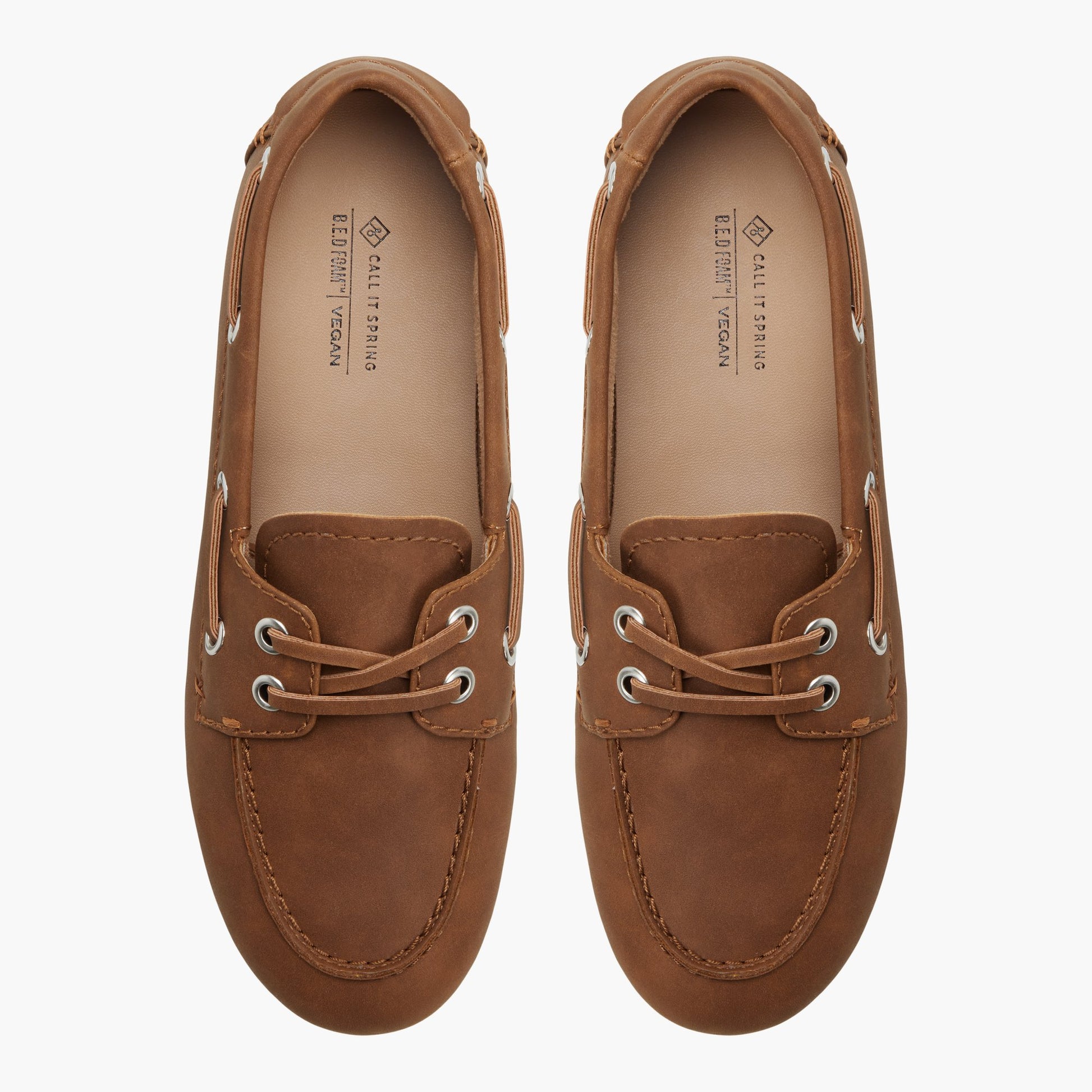 Top-down view of the Cognac Shelly Boat Shoes