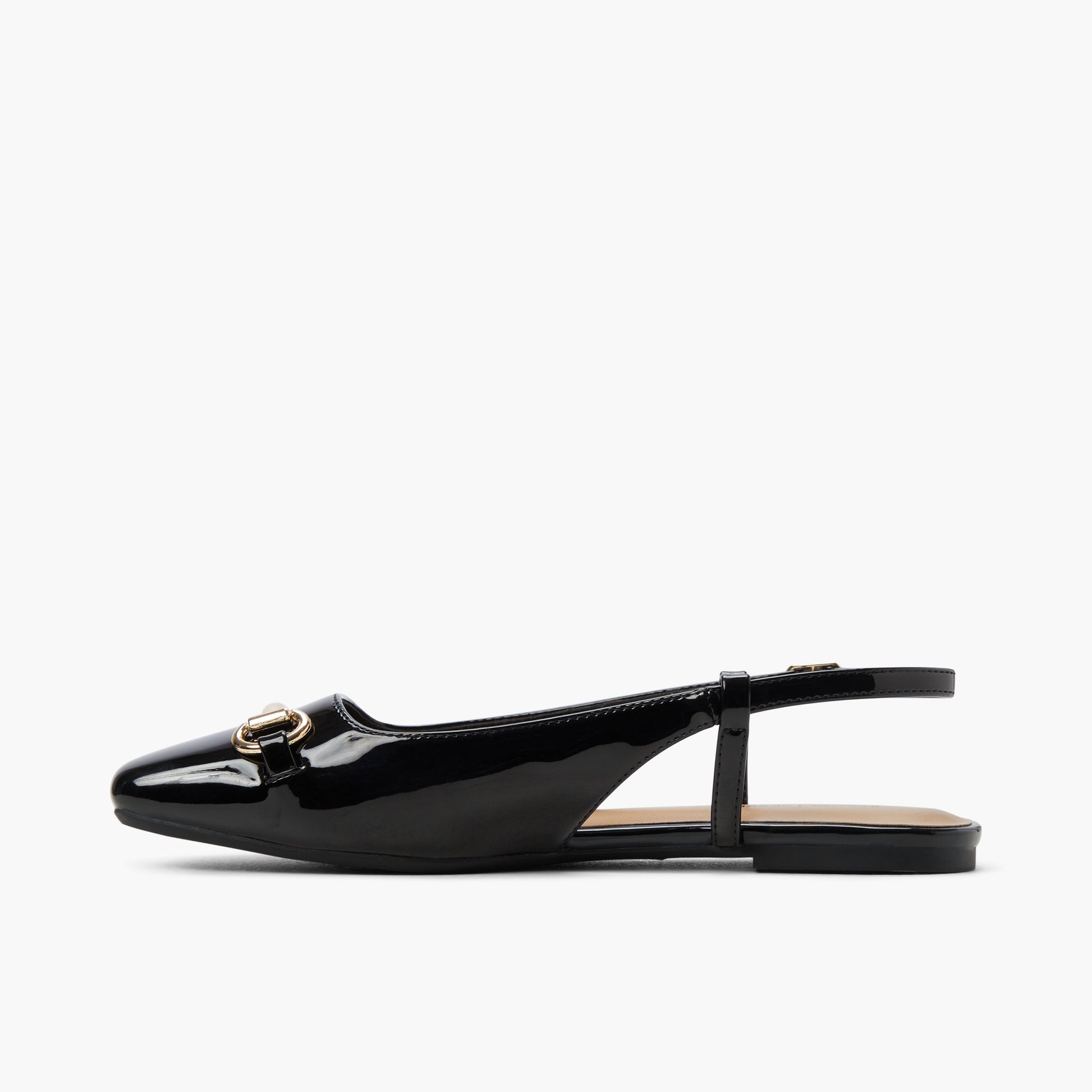 Side view of Other Black Circe Slingback Ballerina Flats