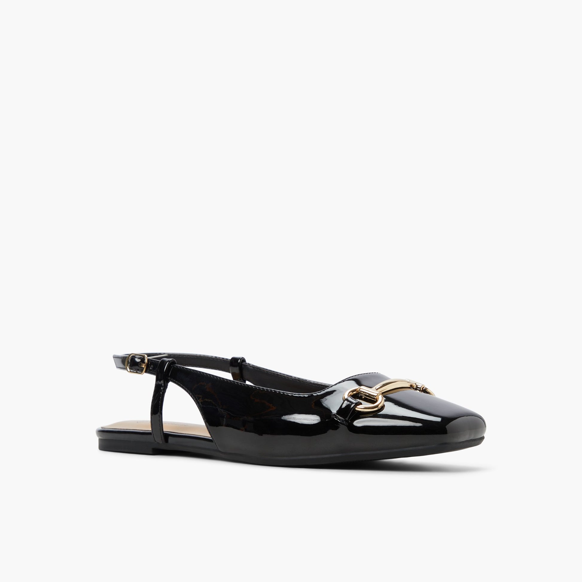 Three-quarter angle of Other Black Circe Slingback Ballerina Flats's front side
