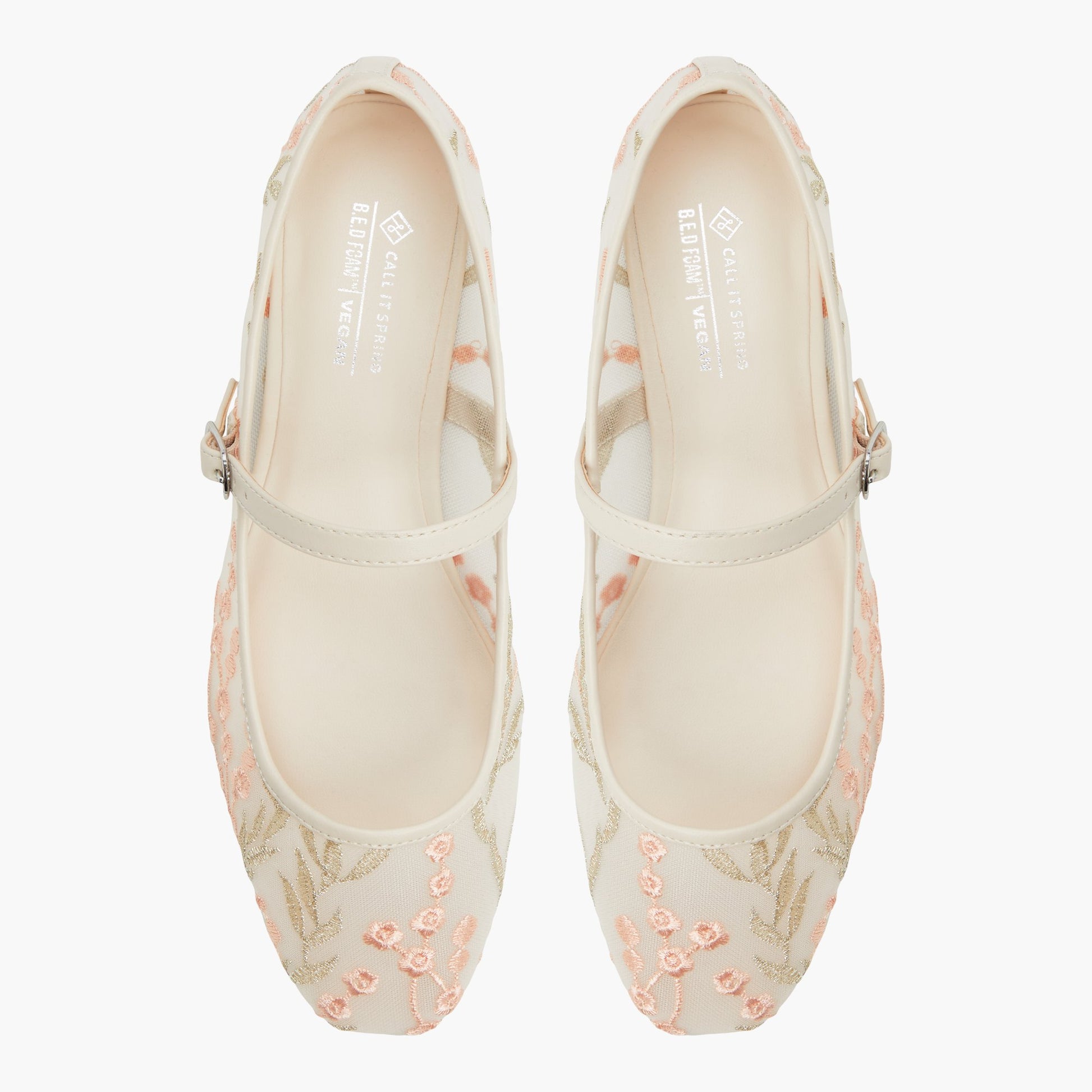 Top-down view of the Other beige Janeyy Mary Jane ballerinas