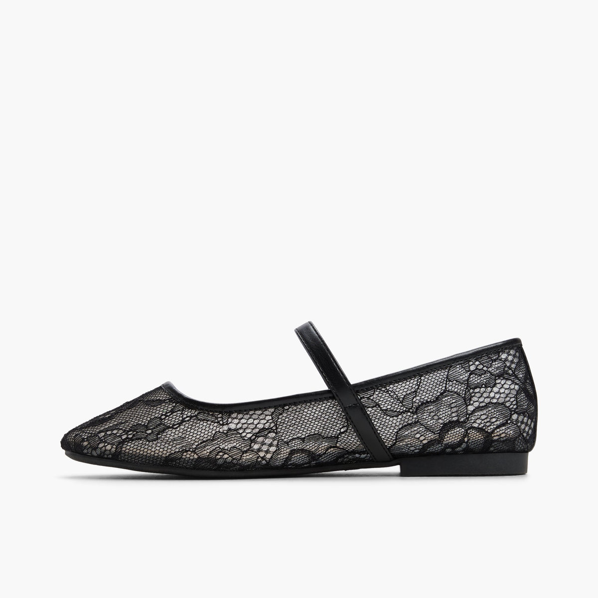 Side view of Open Black Janeyy Mary Jane ballerinas