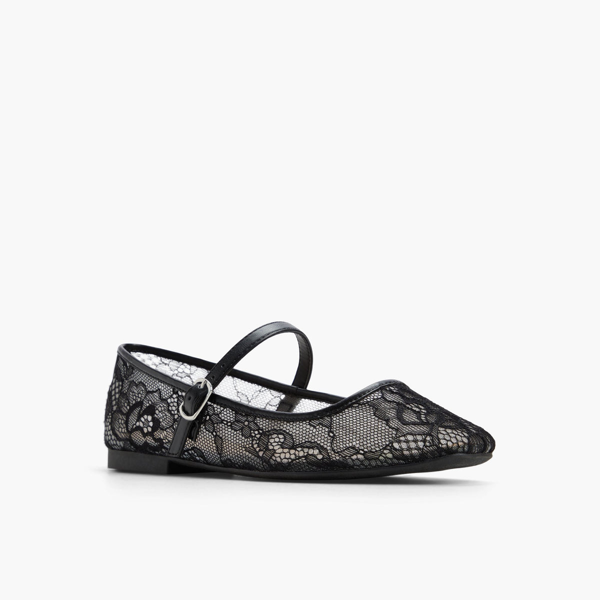Three-quarter angle of Open Black Janeyy Mary Jane ballerinas's front side