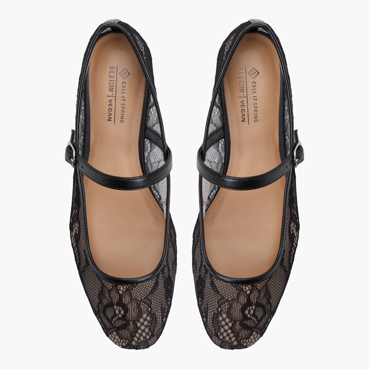 Top-down view of the Open Black Janeyy Mary Jane ballerinas
