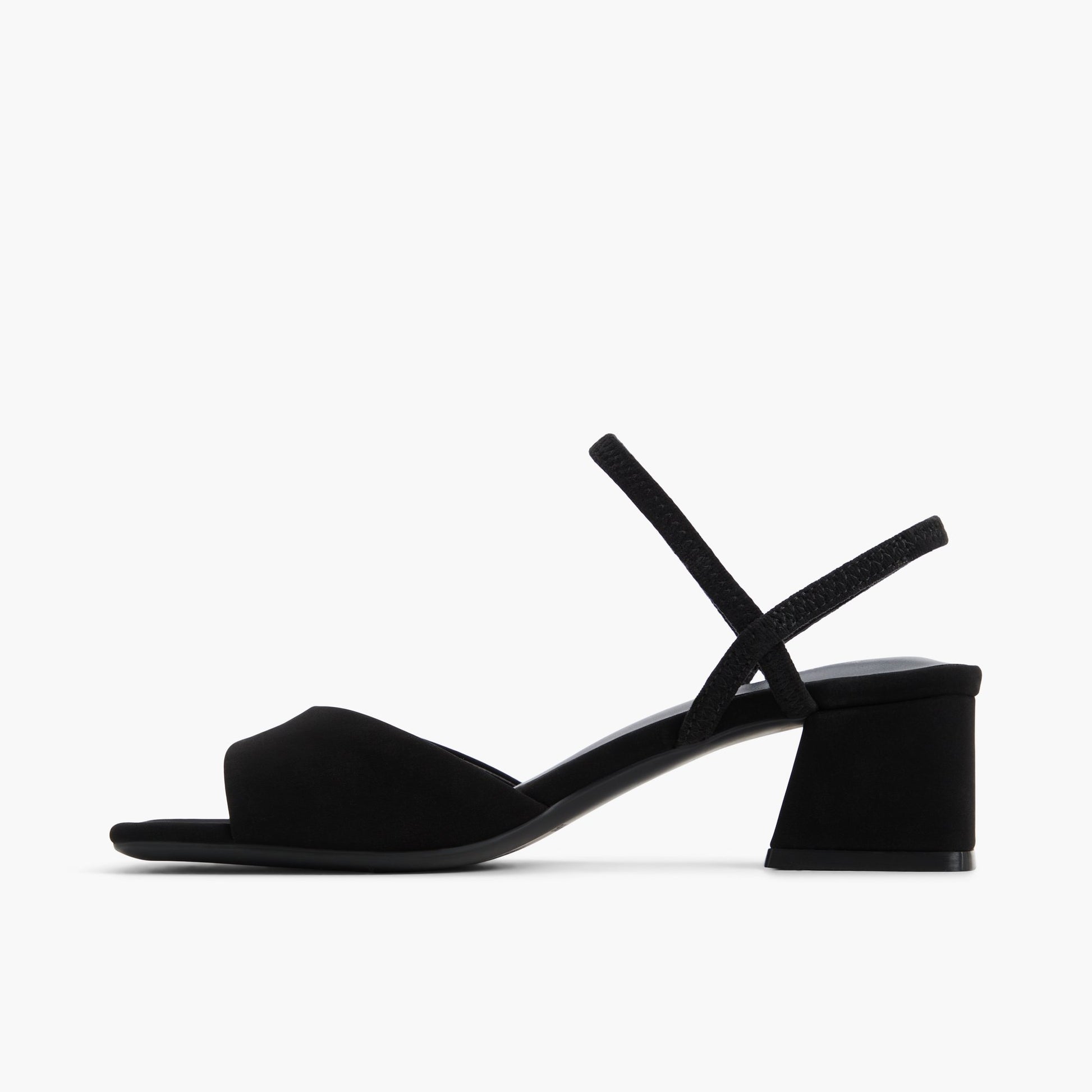 Side view of Black Faiith Block Heel Slingback Sandals