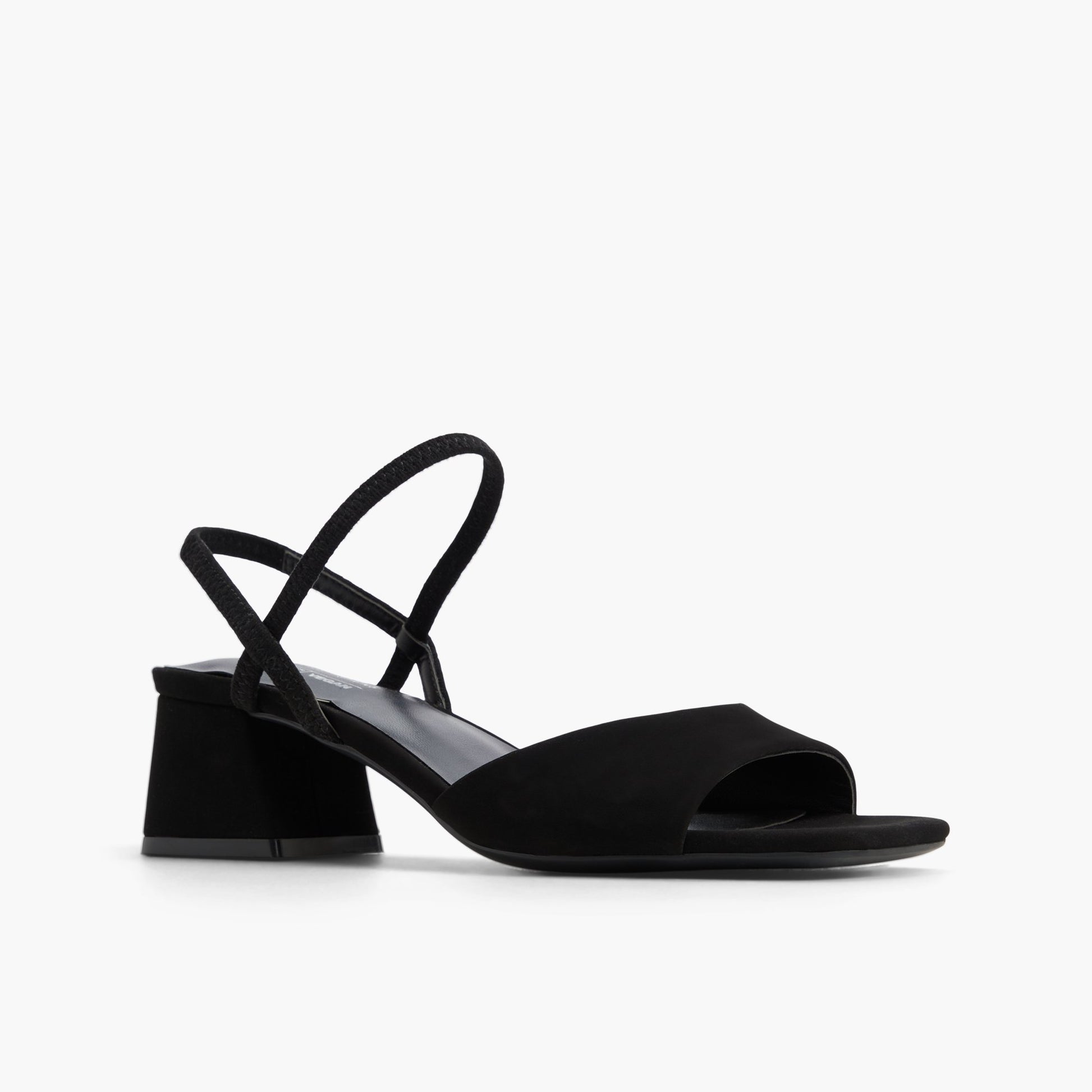 Three-quarter angle of Black Faiith Block Heel Slingback Sandals's front side