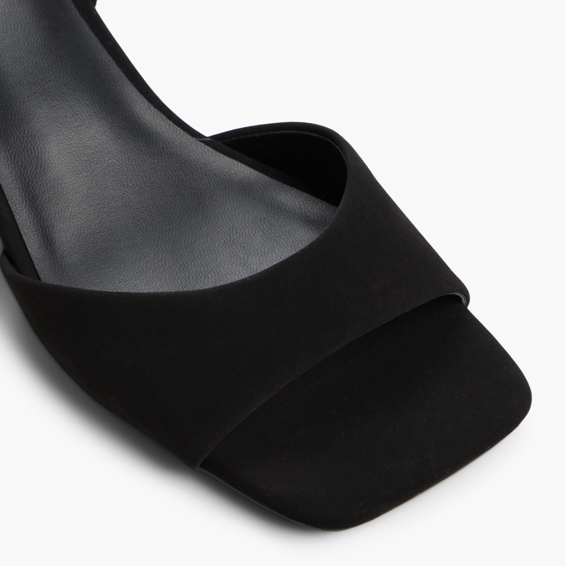 Close-up of the Black Faiith Block Heel Slingback Sandals