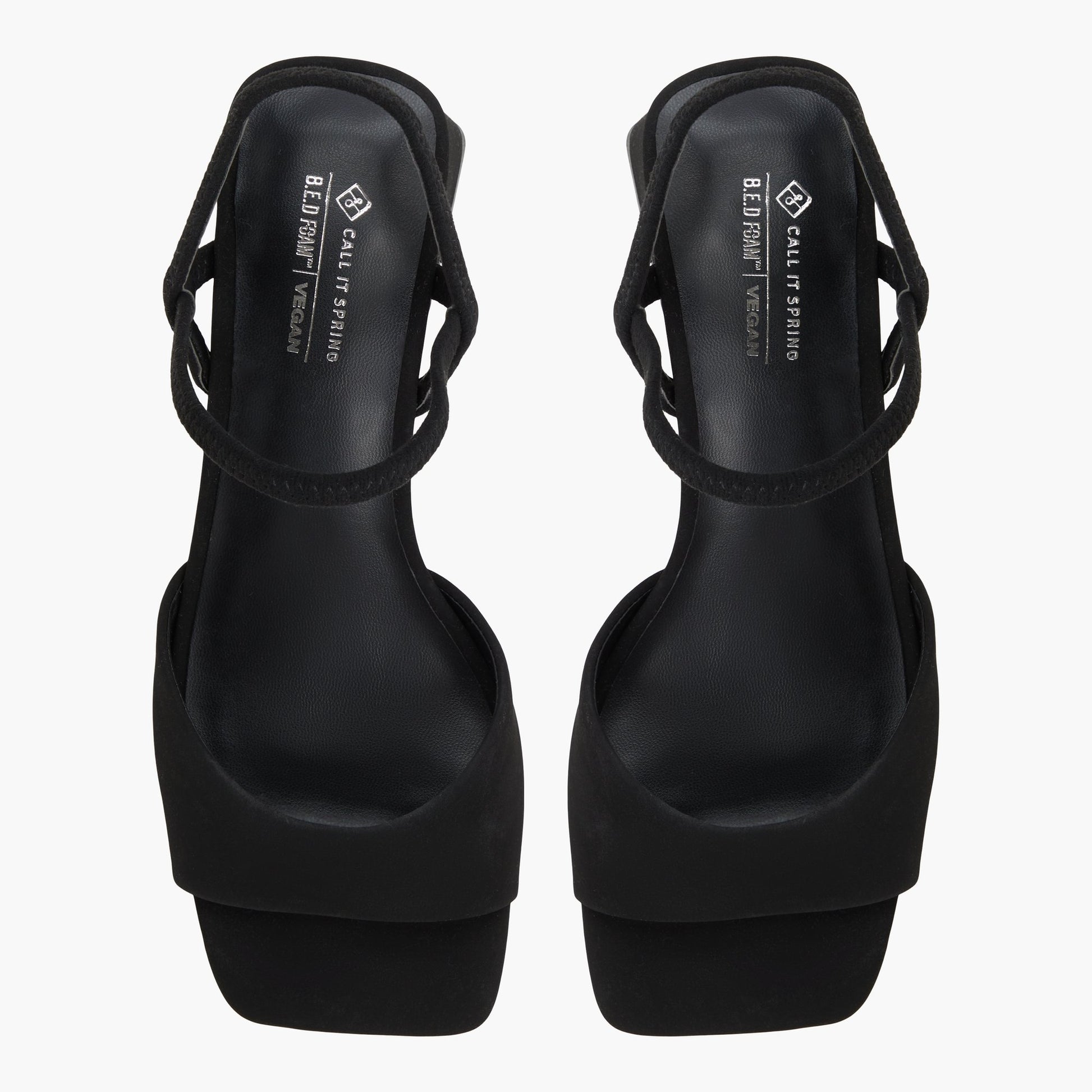 Top-down view of the Black Faiith Block Heel Slingback Sandals