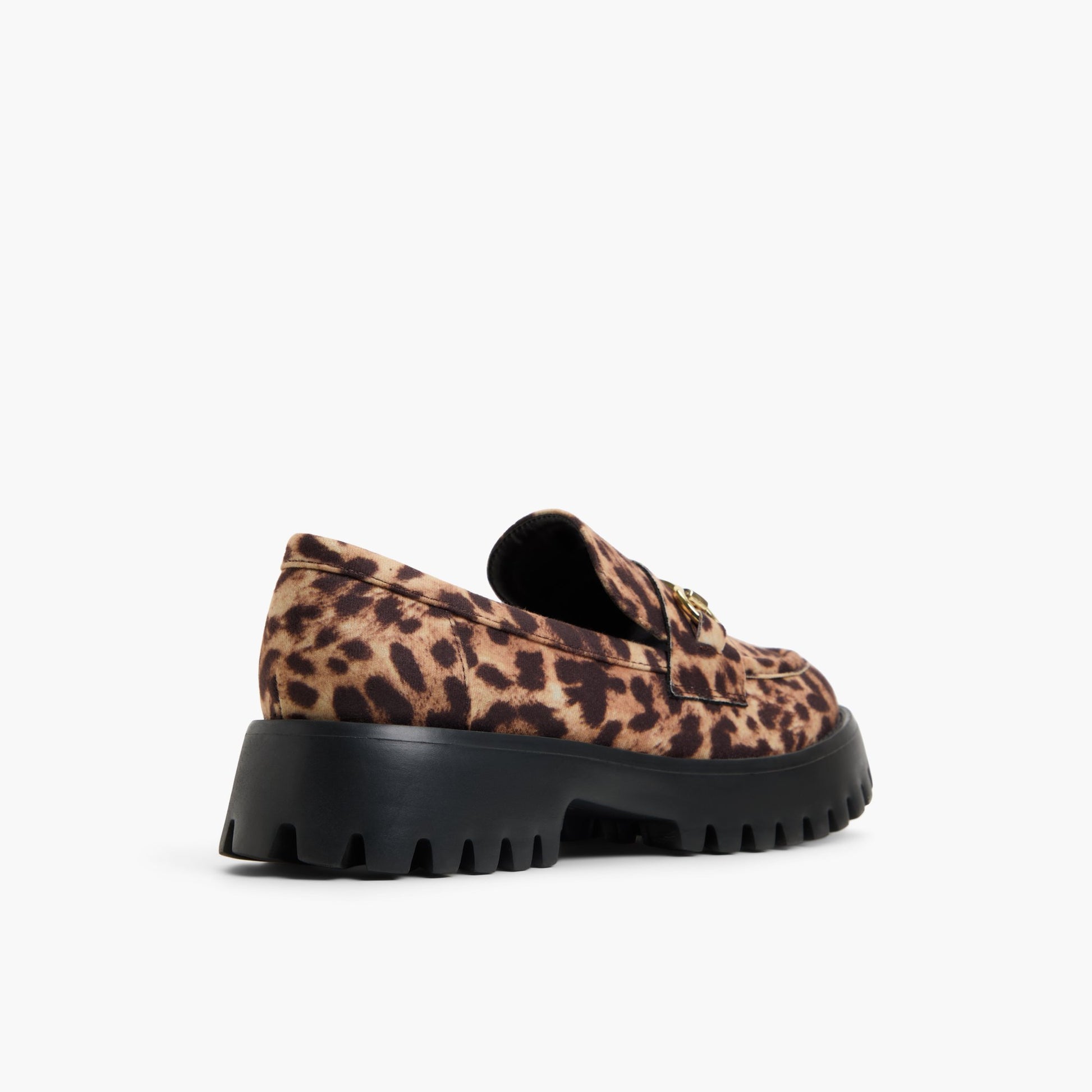 Three-quarter angle of Brown Multi Cluelesss Chunky loafers's back side