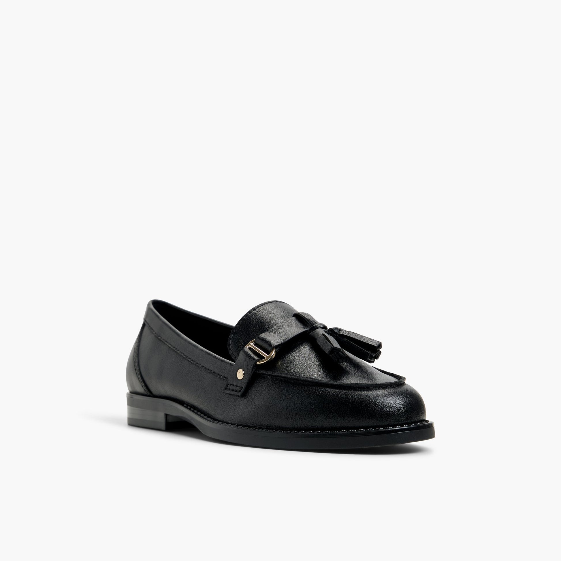 Three-quarter angle of Black Attina Loafers's front side
