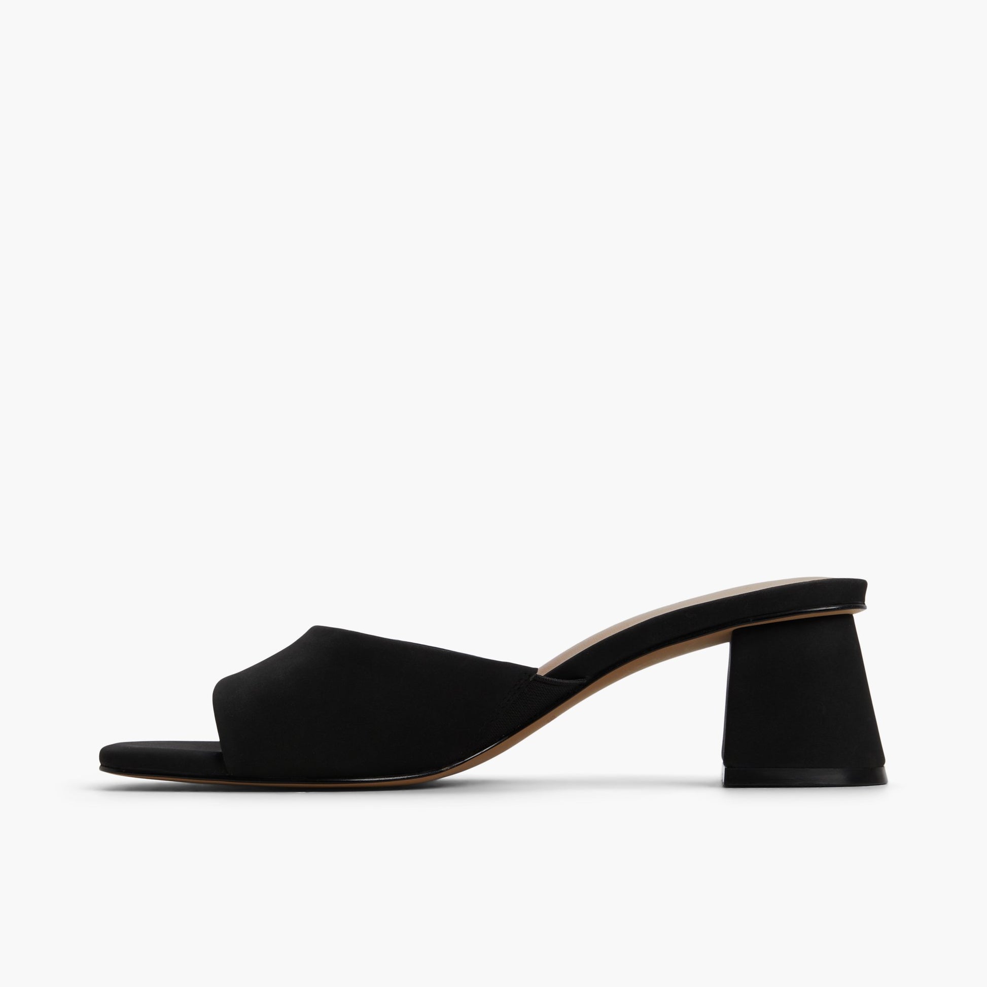 Black Open Toe Mule Block Heel Mabel Point Toe Mules Black Leather
