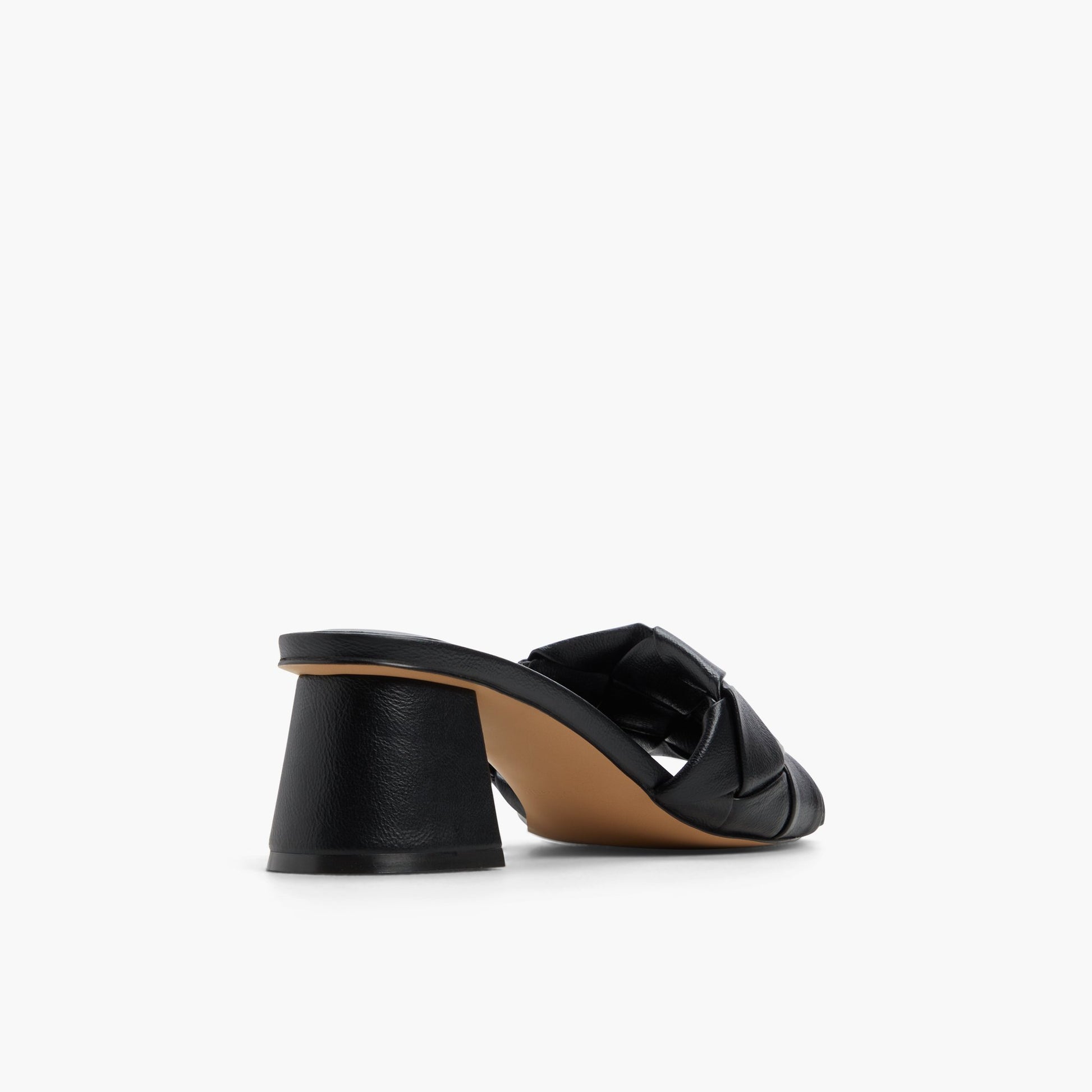 Three-quarter angle of Black Dreaamy Block Heel Mules's back side