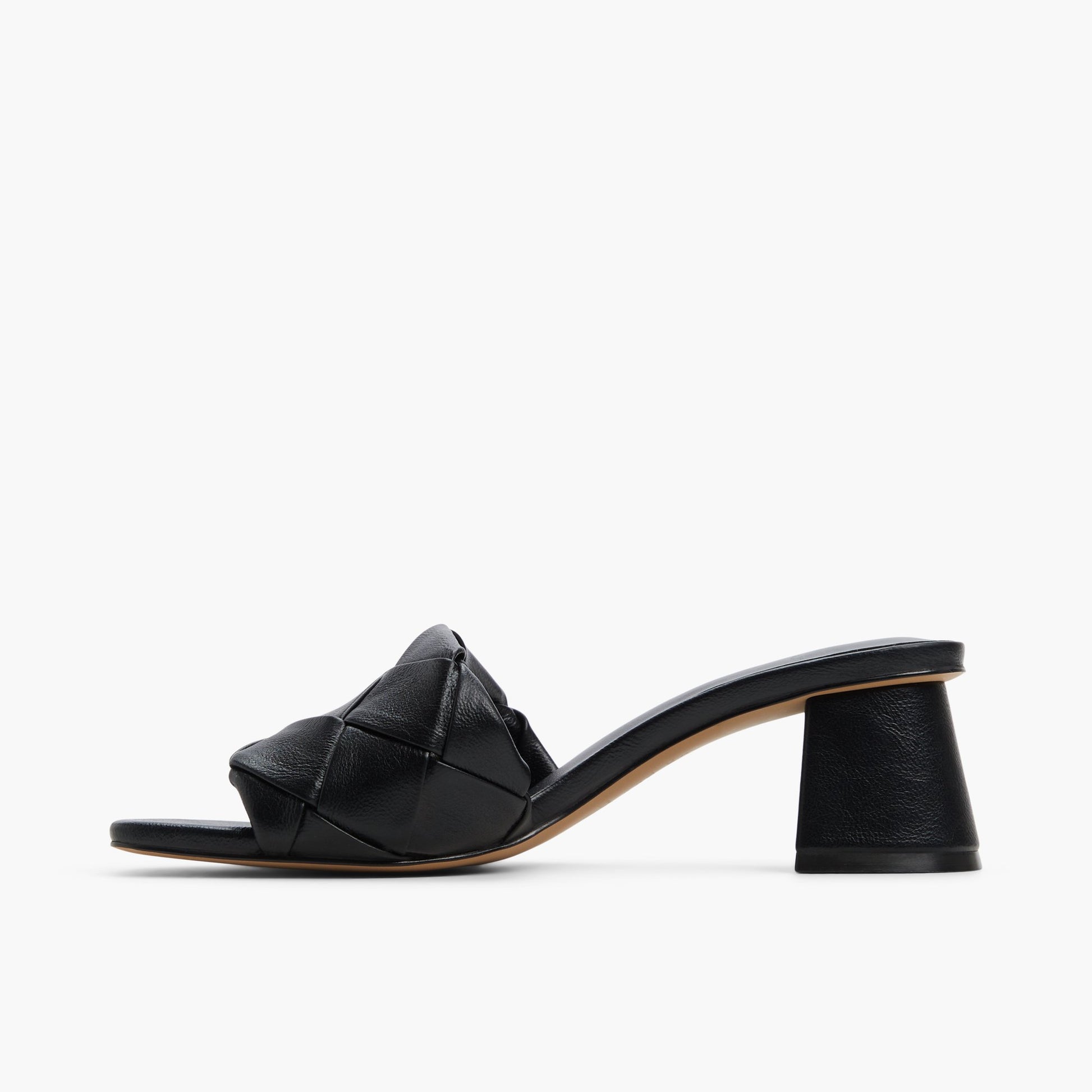 Side view of Black Dreaamy Block Heel Mules