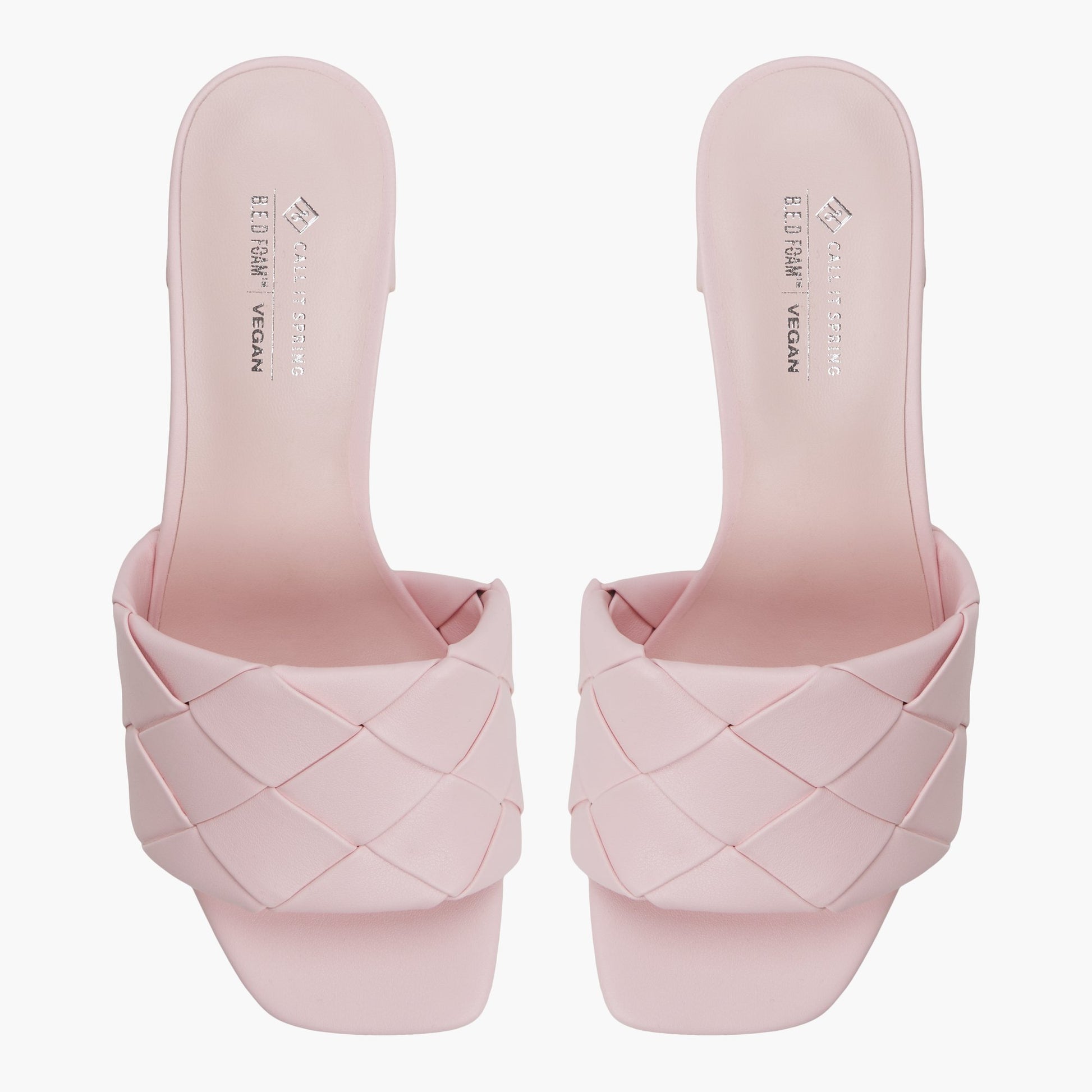 Top-down view of the Light Pink Dreaamy Block Heel Mules