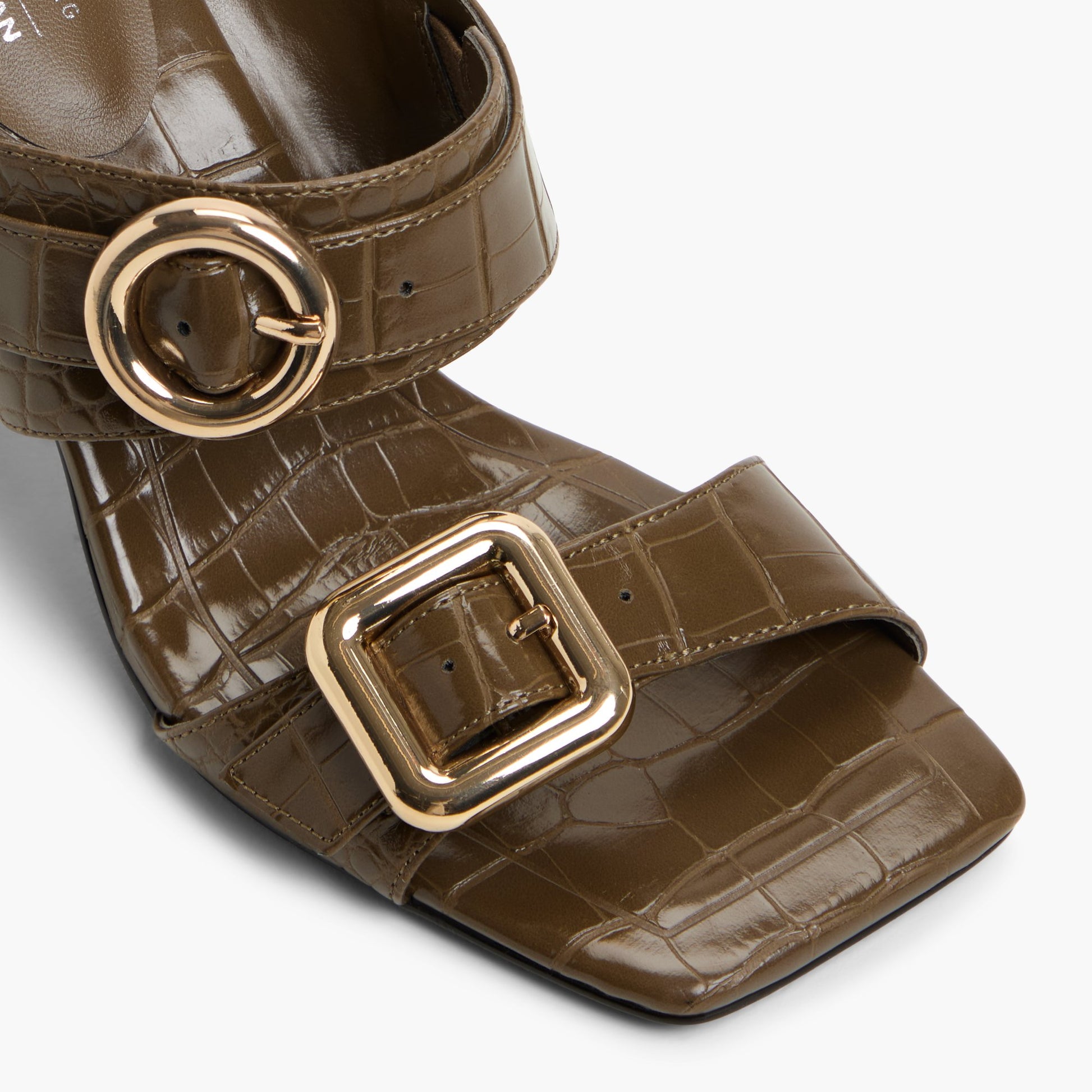 Close-up of the Other Green Zoeey High Heel Mule Sandals