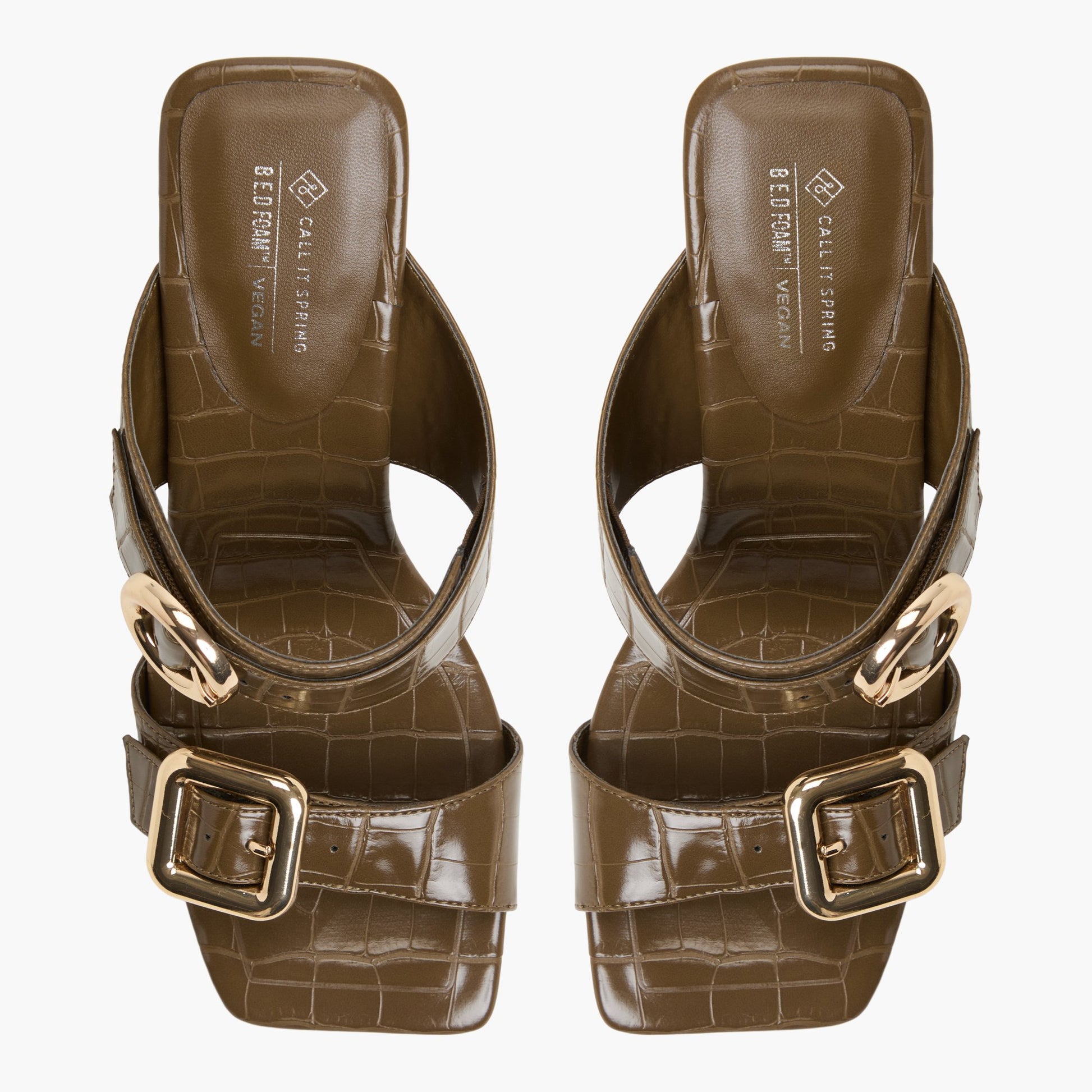 Top-down view of the Other Green Zoeey High Heel Mule Sandals